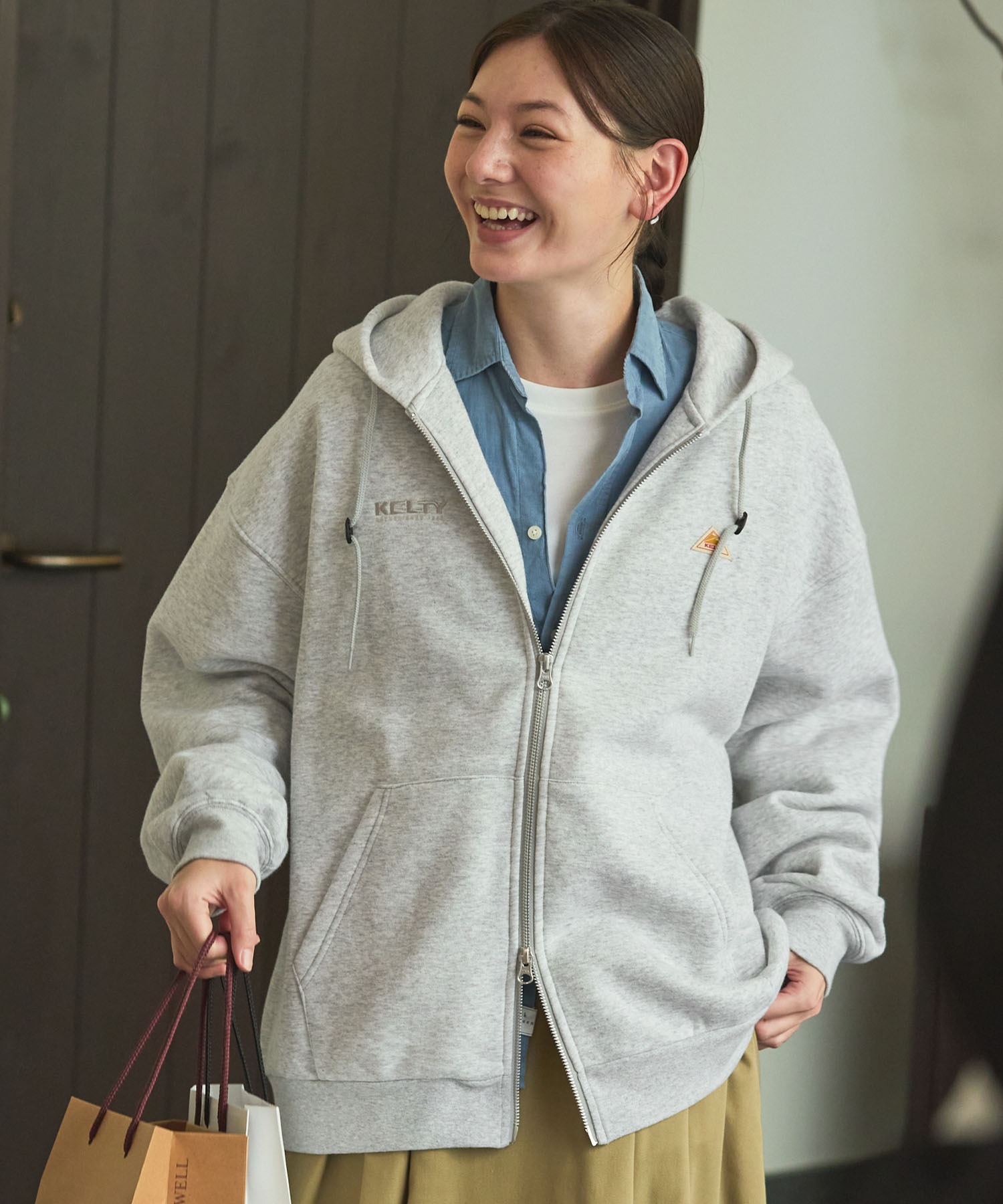 KELTY/ケルティ 別注 ダブルロゴ刺繍 ビッグシルエット スウェット