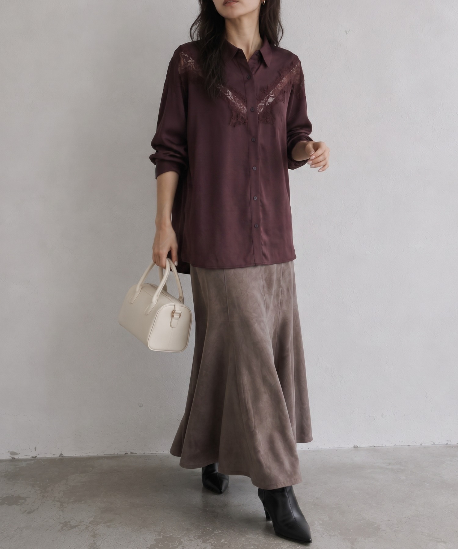 model：160cm
着用サイズ：F