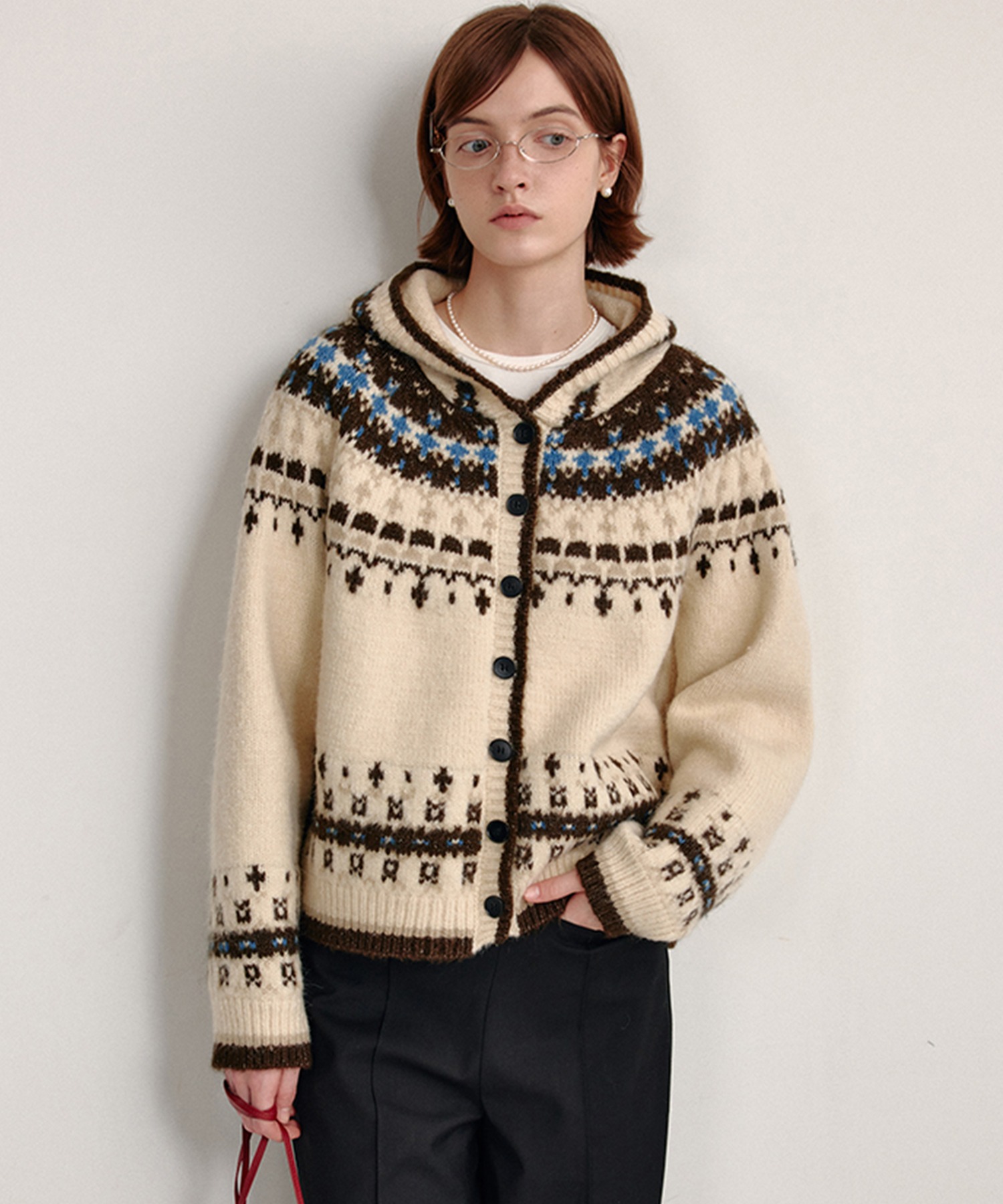 デザイン◎SDL45R ニットカーディガン　45rpm 猫目ボタン 45RUSモ―ニットソーの908四角カーディガン: WOMEN｜45R