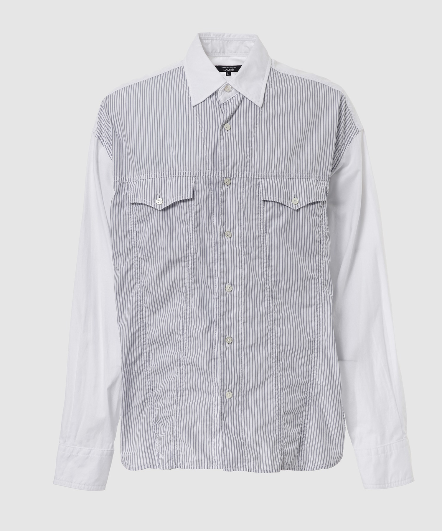 COTTON TRUCKER TYPE STRIPE SHIRTS — хлопковая рубашка в полоску, тракер‑тип