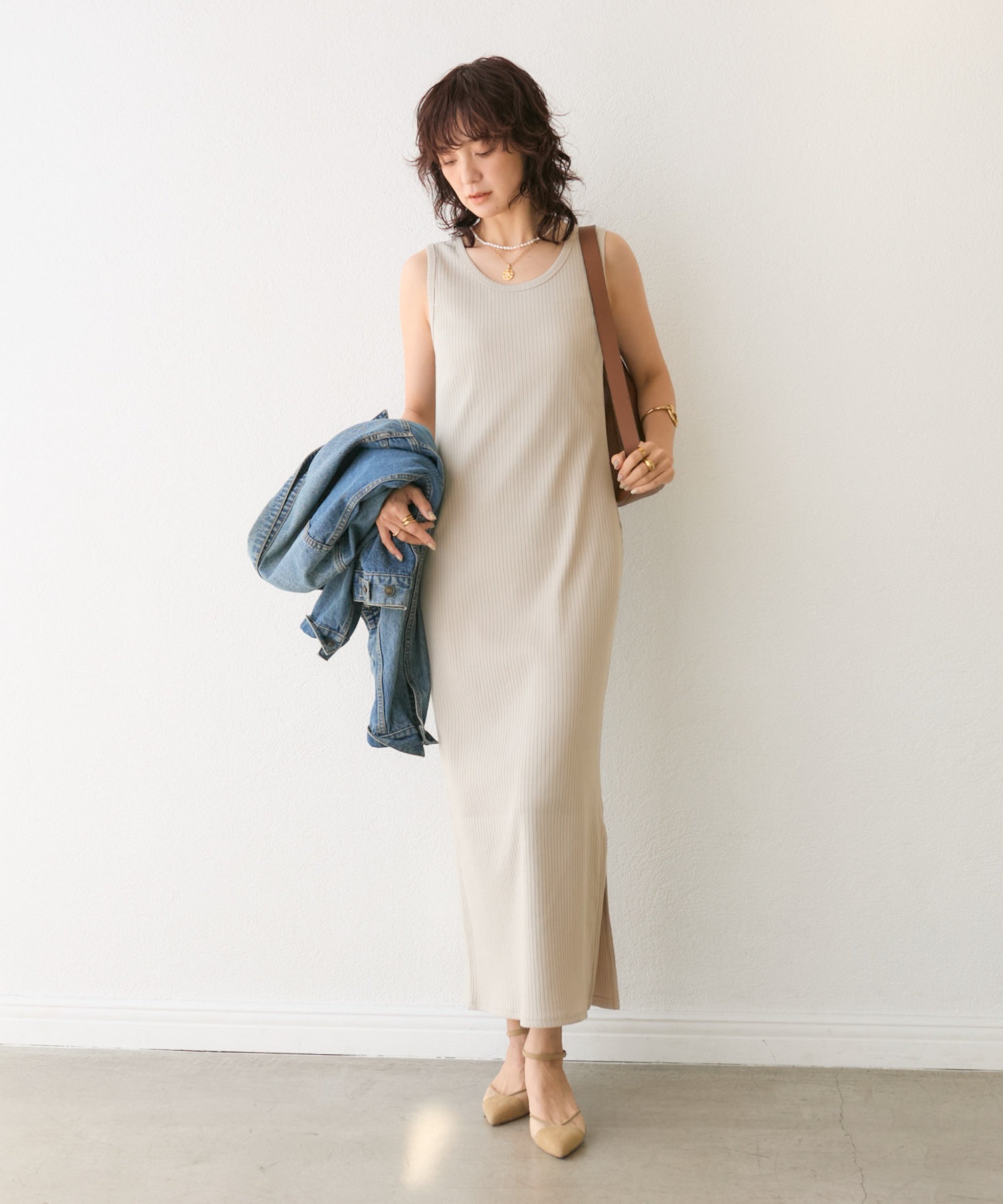 2WAYリブタンクワンピース