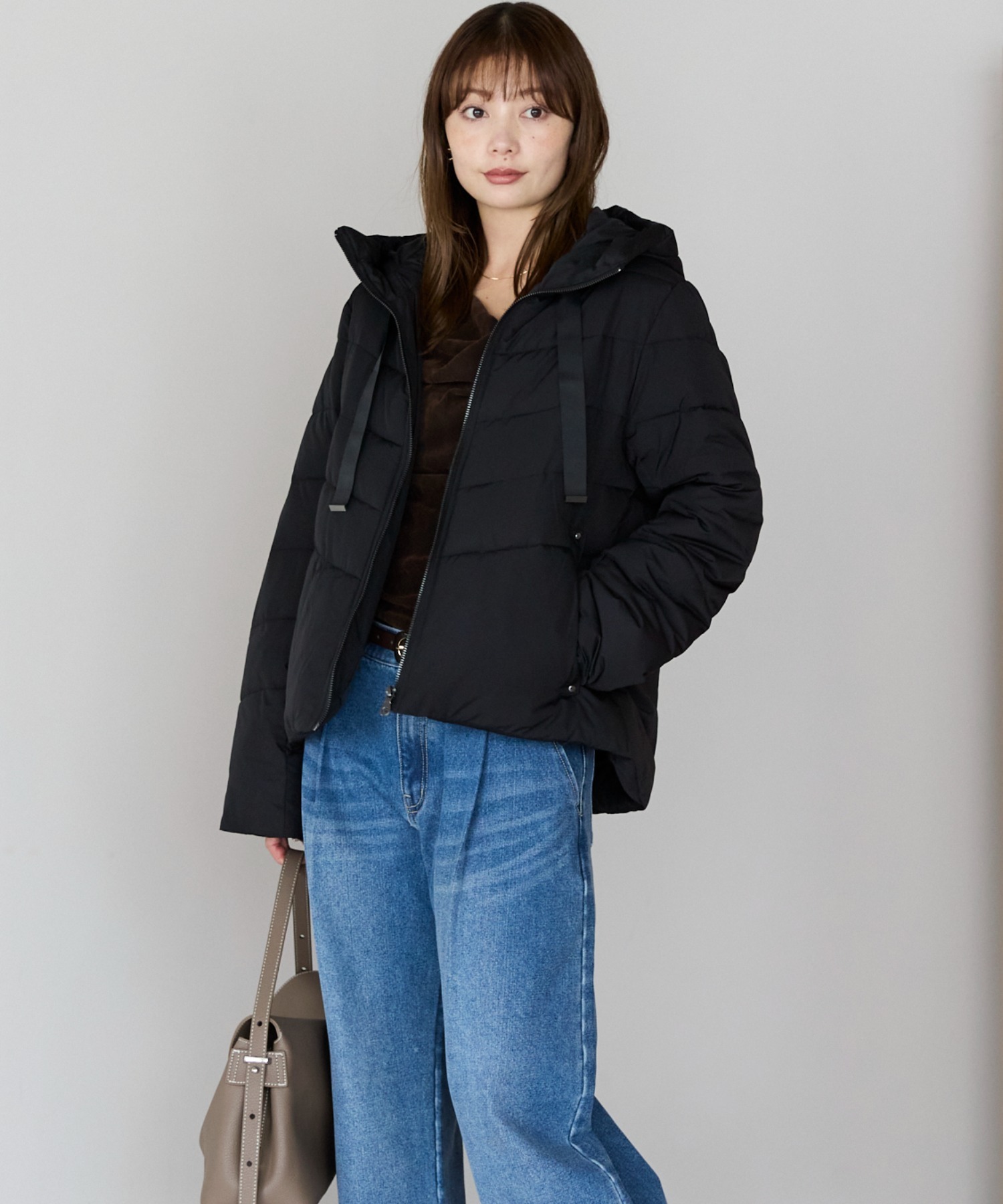 model:166cm　着用サイズ：M　着用カラー:ブラック