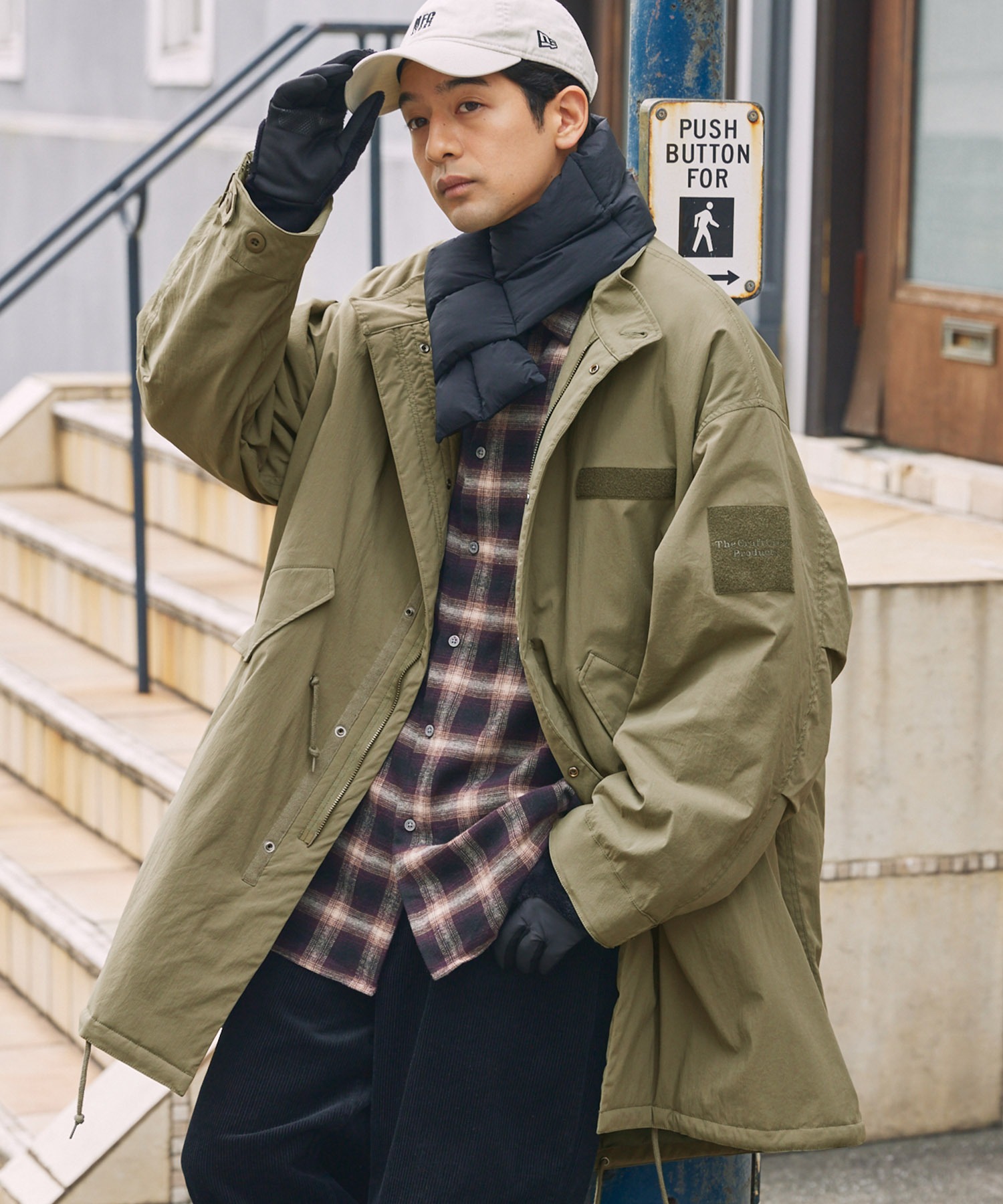 撥水ストレッチナイロン スタンドカラー 中綿モッズコート【THE CRAFT