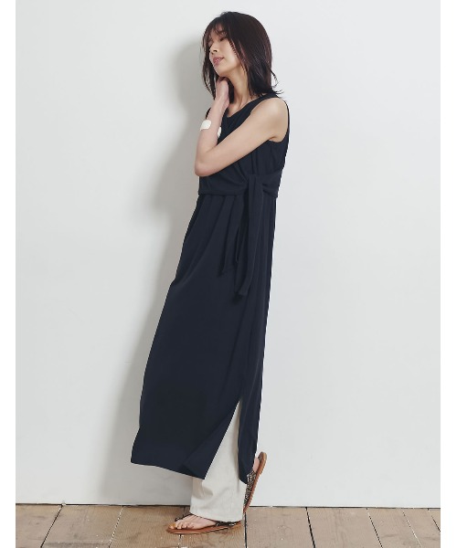 低身長向けsサイズ対応 高身長向けmサイズ対応 レイヤードノースリーブワンピース