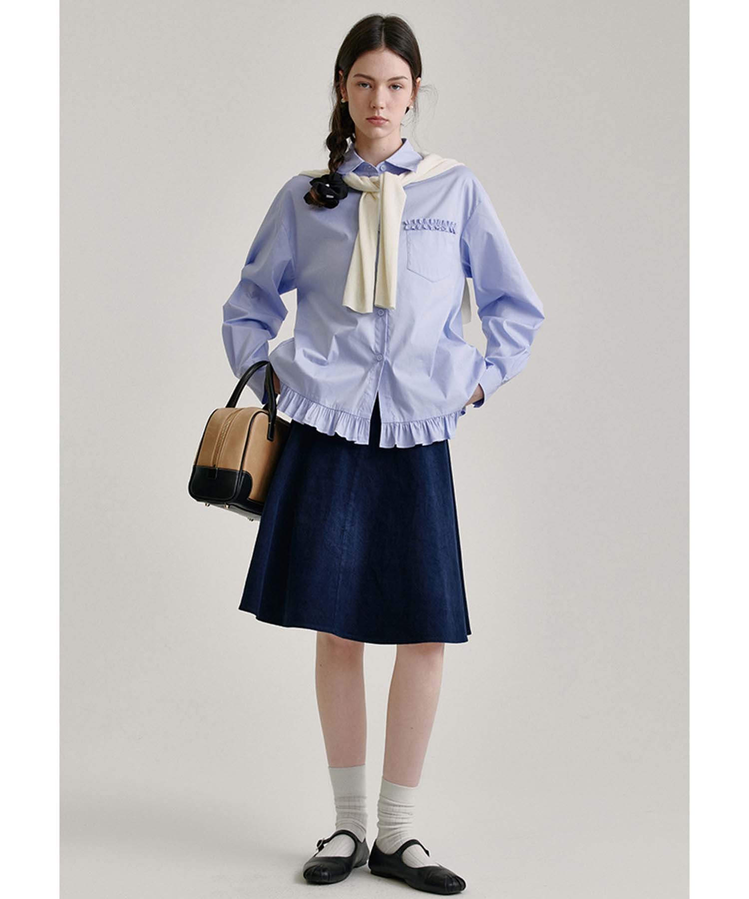 フリルデザイン コットンシャツ FQ24S002【Fano Studios