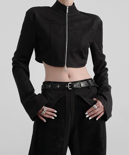 CHENTAITAI】ハイネックショート ジップトップ CTW25a017-ファッション