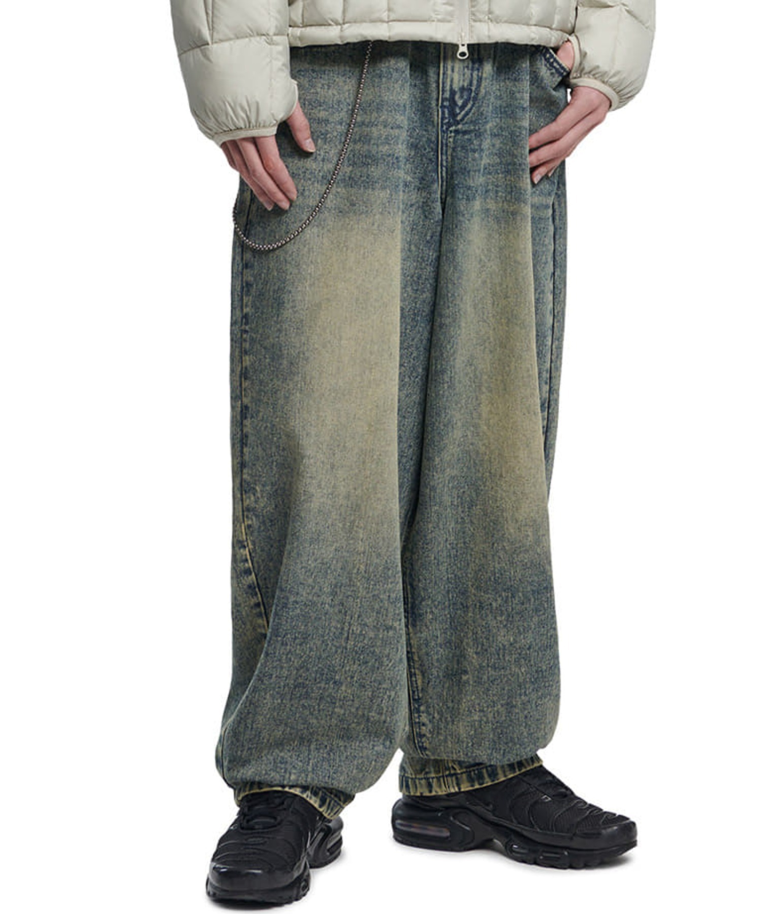 【雷市場（ポンジャン）商品韓国直送】 NOMANUAL(ノーマニュアル) コットン パンツ A\u0027GEM⁄9 × .kom 『NOMANUAL⁄ノーマニュアル』 WAVE CURVED DENIM PANTS