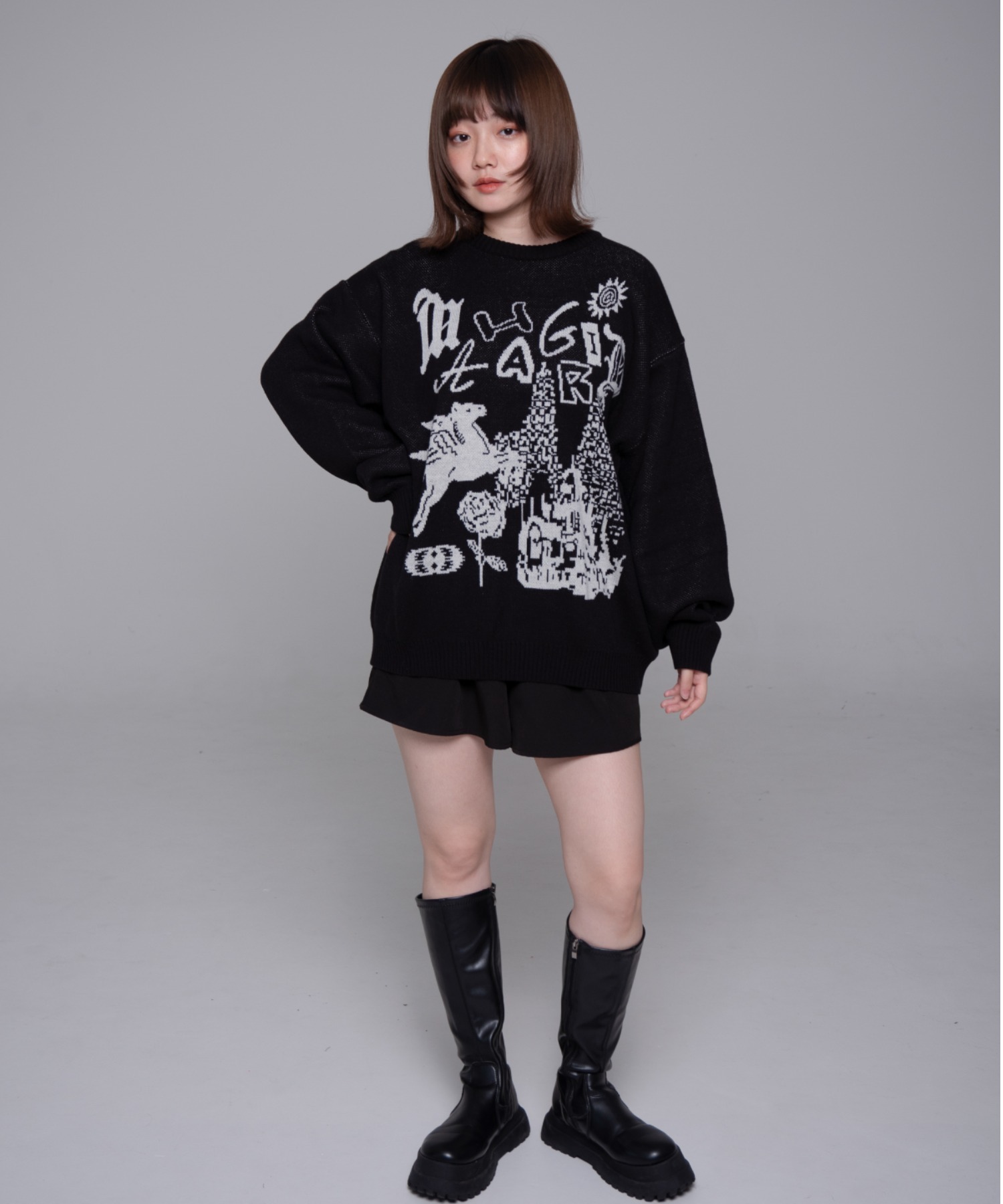 トレーナー スウェット 「mahagrid/マハグリッド」FANTASIA KNIT SWEATER/ファンタジアニットスウェット レディース メンズ mahagrid/マハグリッド』FANTASIA KNIT SWEATER/ファンタジア