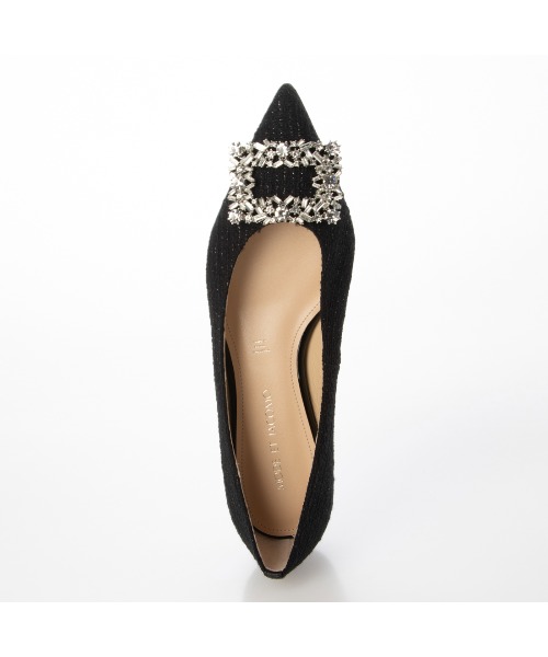 ポインテッドビジューフラットパンプス