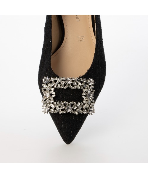 ポインテッドビジューフラットパンプス