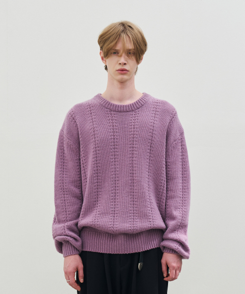 Wool blended crewneck knit (lavender) — шерстяной свитер‑круглый ворот, лавандовый
