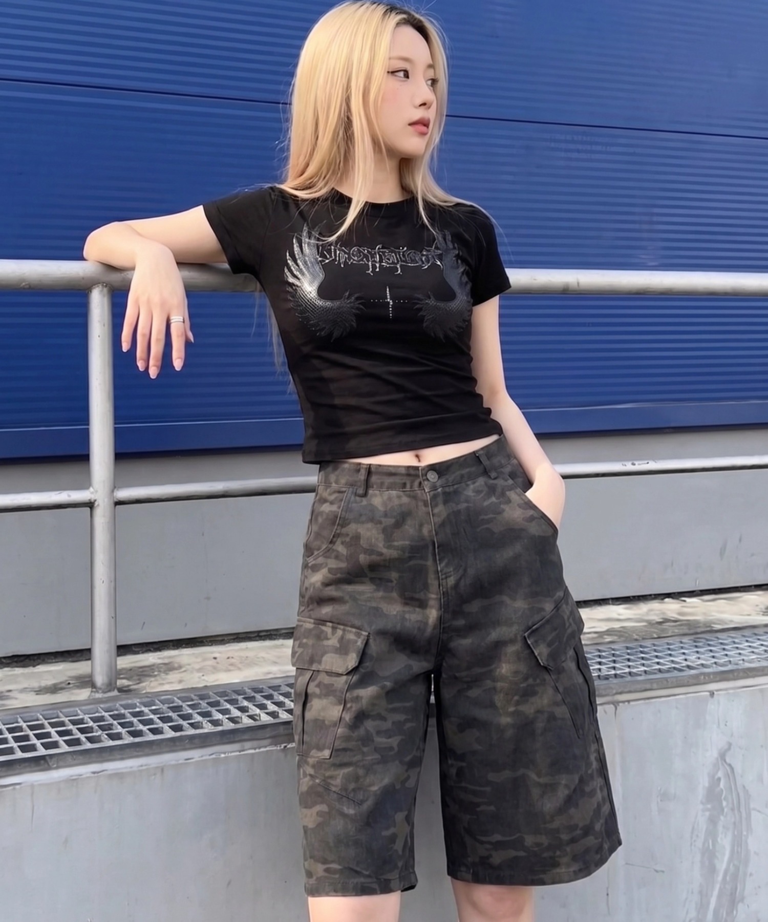 A'GEM/9 × .kom 『A'gem/エージェム』CAMOUFLAGE CARGO HALF PANTS