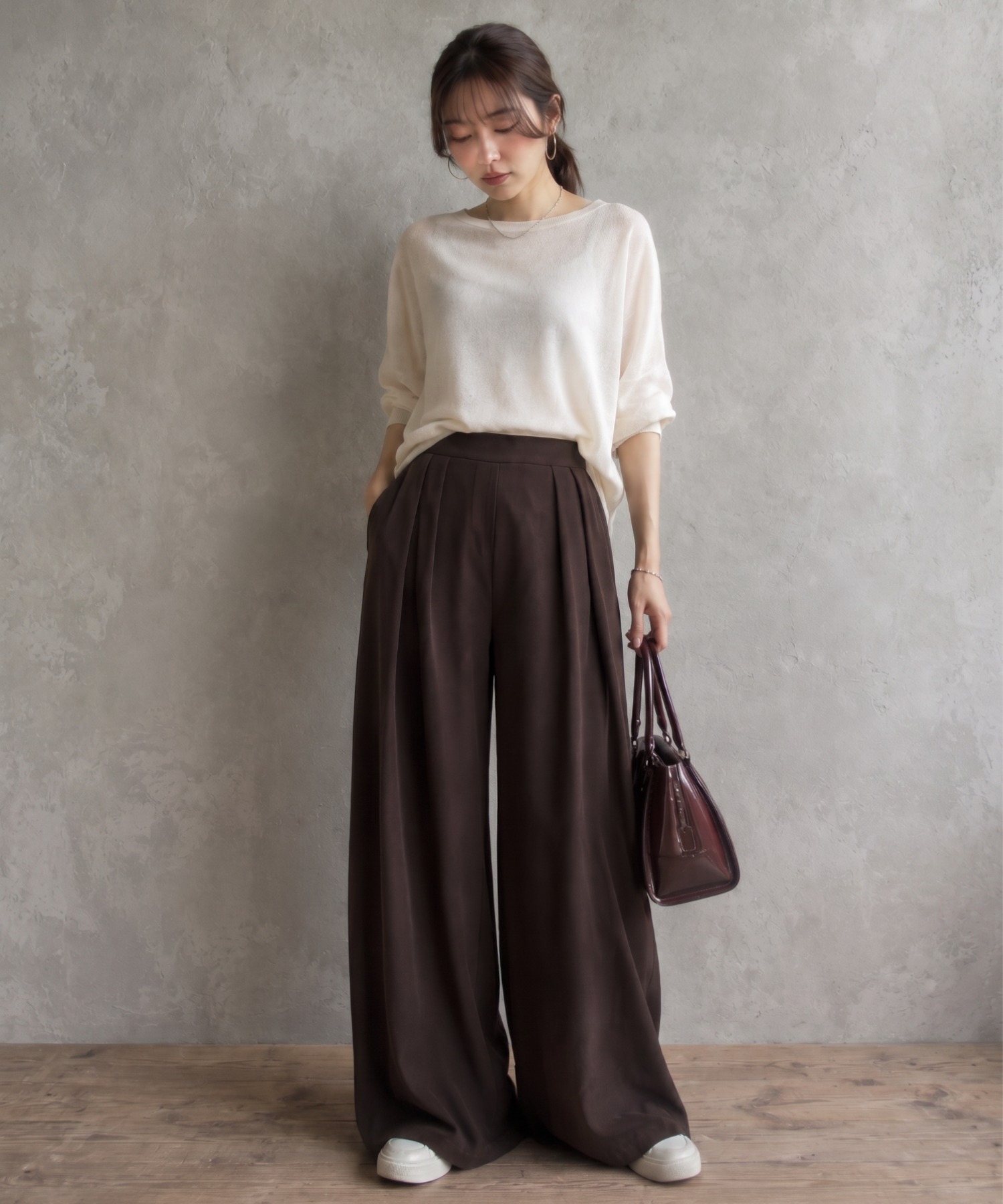 モデル身長；155cm
着用サイズ：MEDIUM