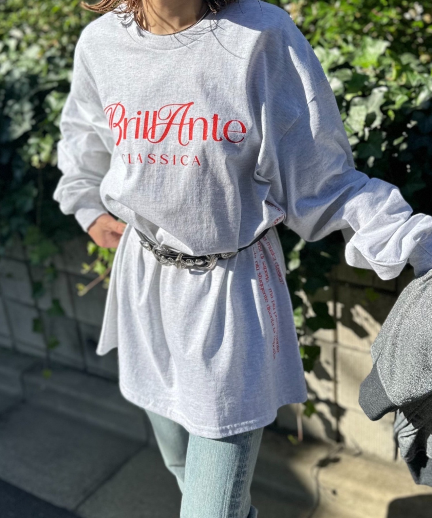 model:154cm 着用サイズ:XL　ライトアッシュグレー（オートミール）