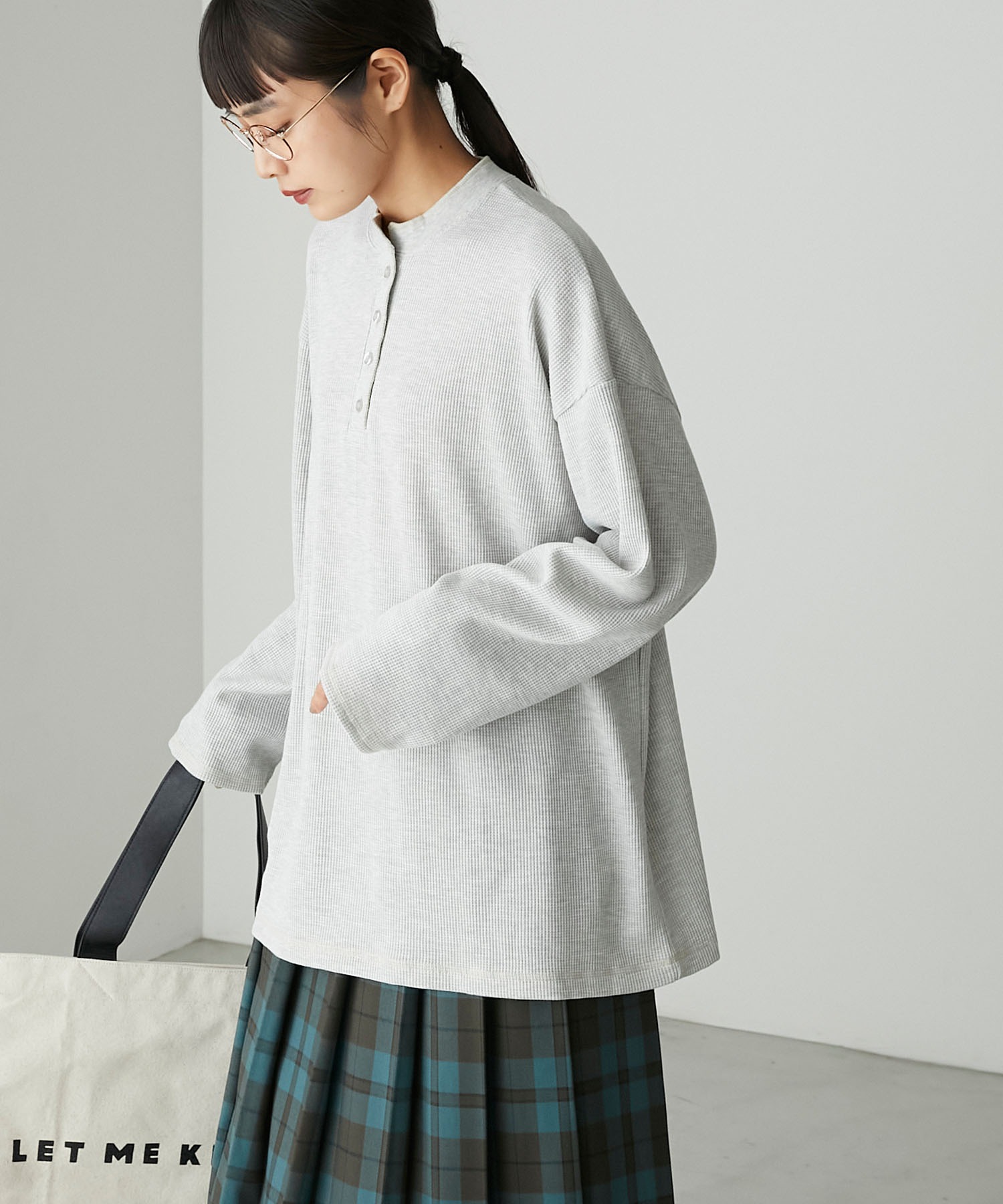 UNIQLO ワッフル ロンT ベージュ - Tシャツ