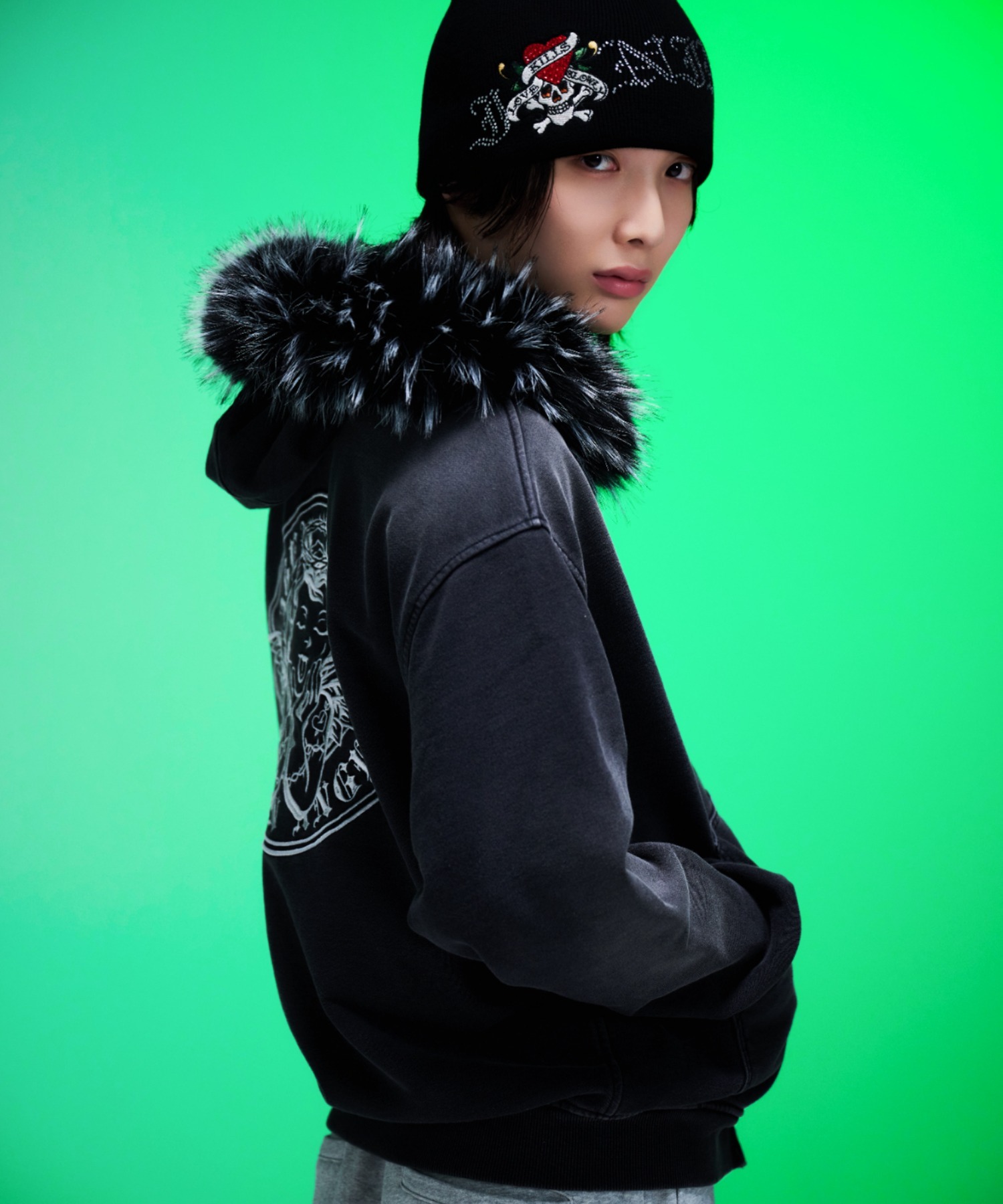 トップス ahaaha A'GEM/9 × .kom 『A'GEM/9/エージェムナイン』 Ed Hardy ベロア