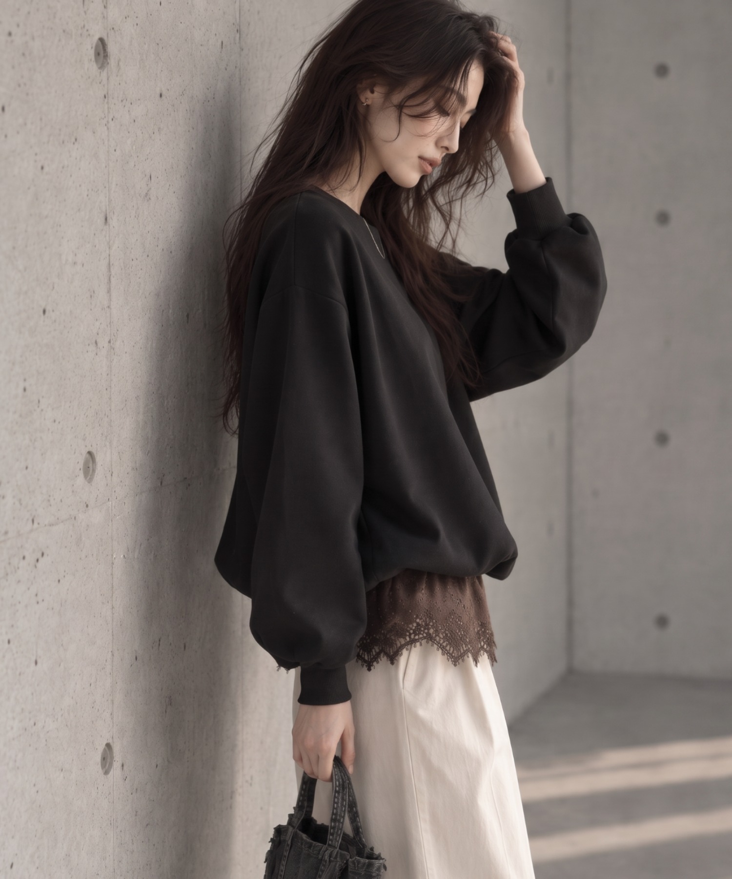 モデル：158cm
着用サイズ：FREE