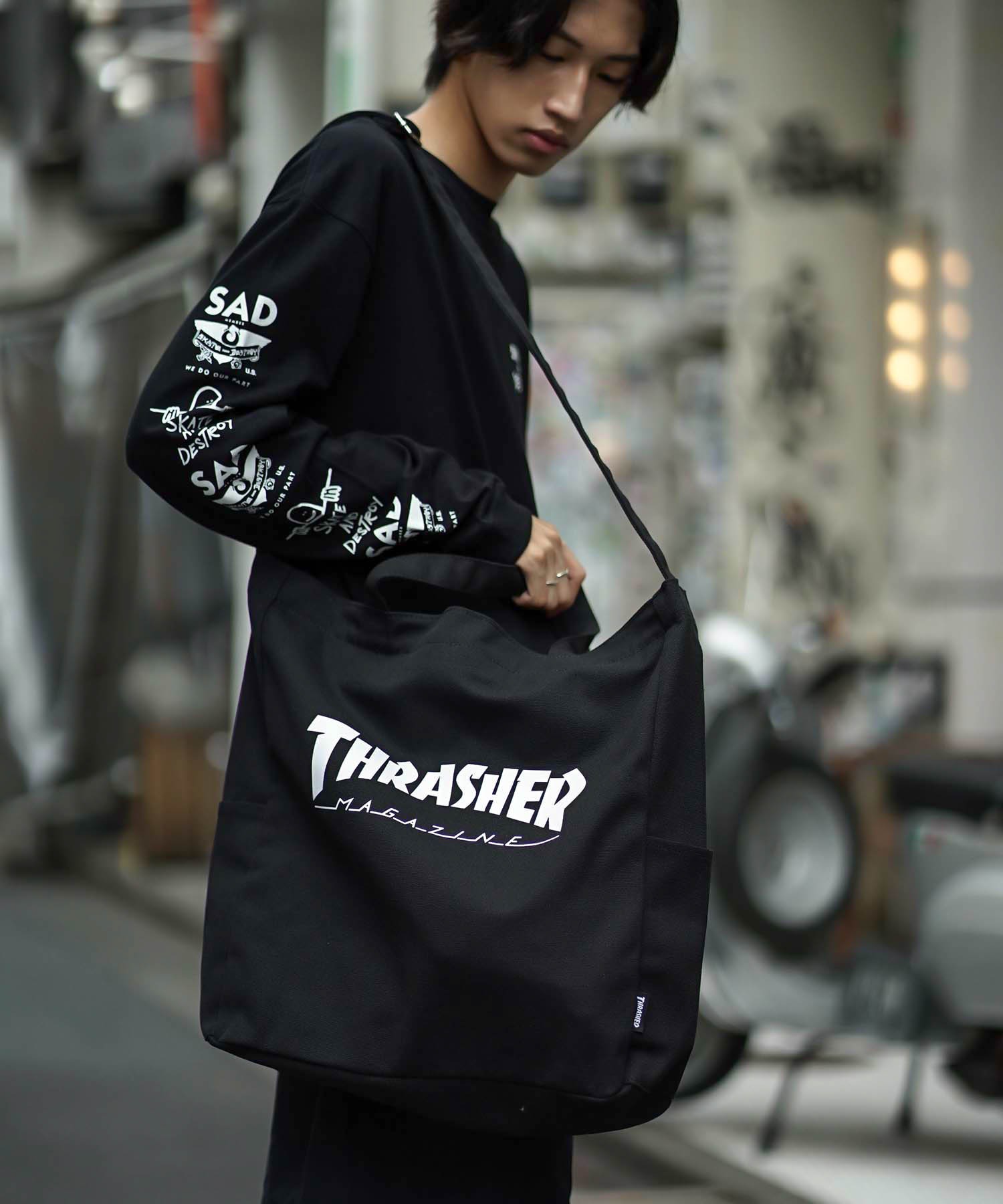 THRASHERTOTE SHOULDER L スラッシャーコットンキャンバストートバッグ BAG