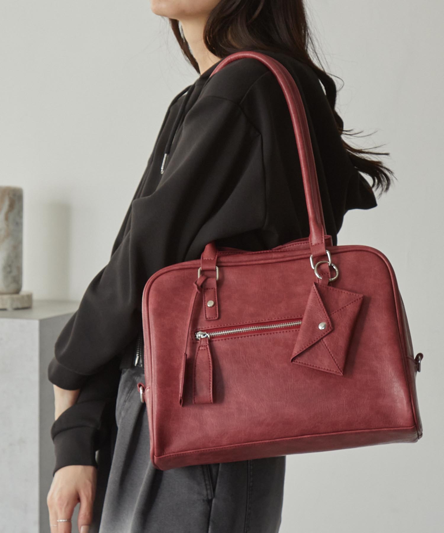 2WAY マルチポケットアクセントチャーム ボストンバッグ/ショルダー