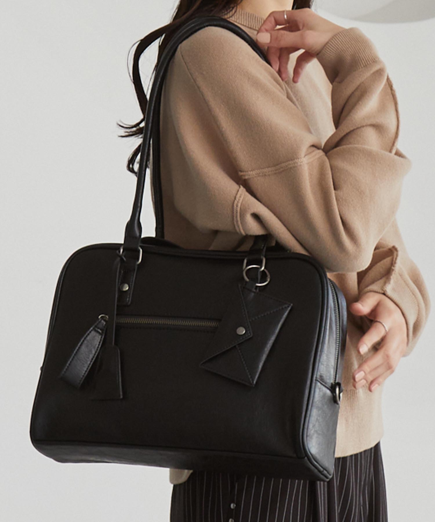 2WAY マルチポケットアクセントチャーム ボストンバッグ/ショルダー