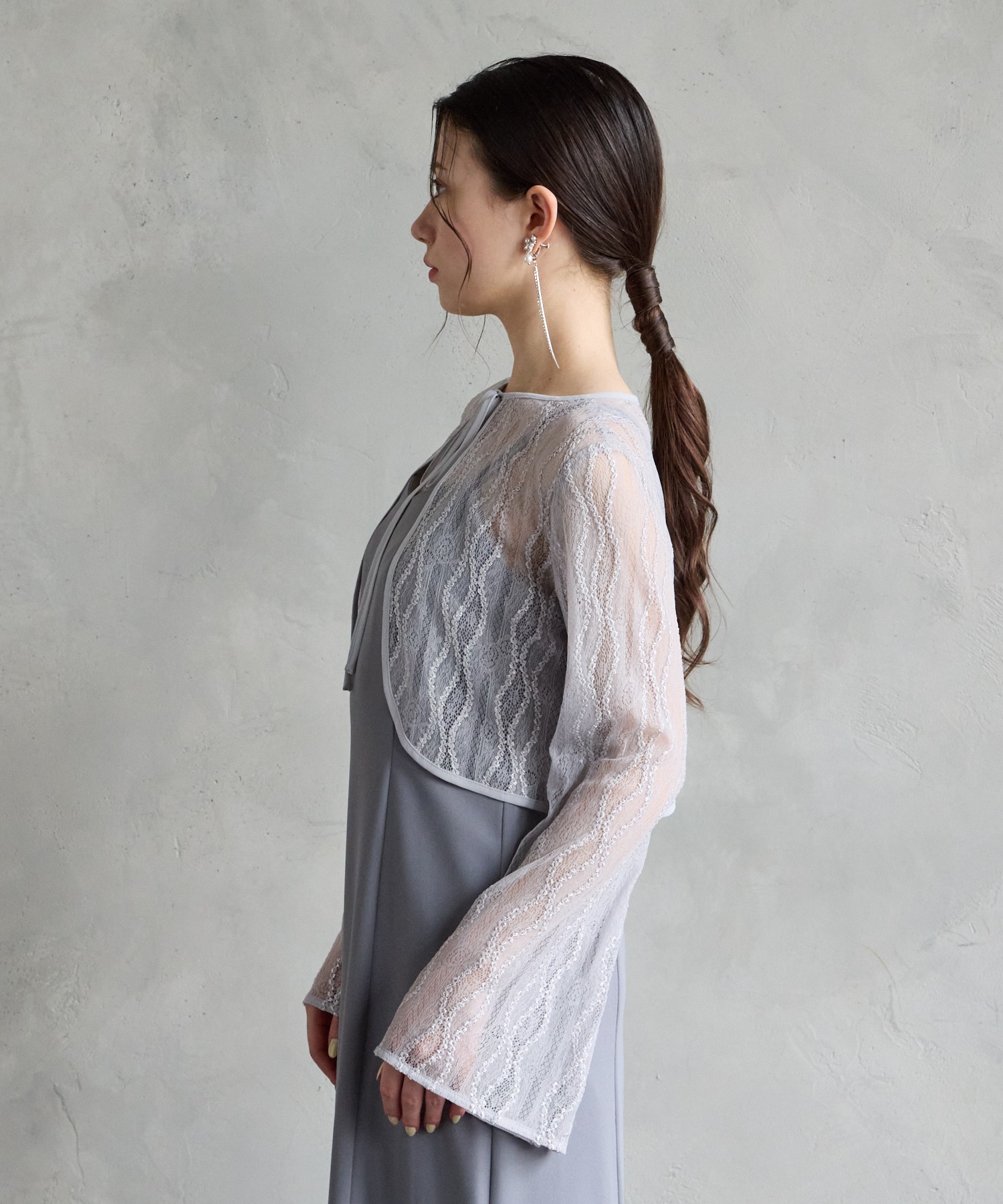 ストレッチレースロングスリーブ2WAYボレロ