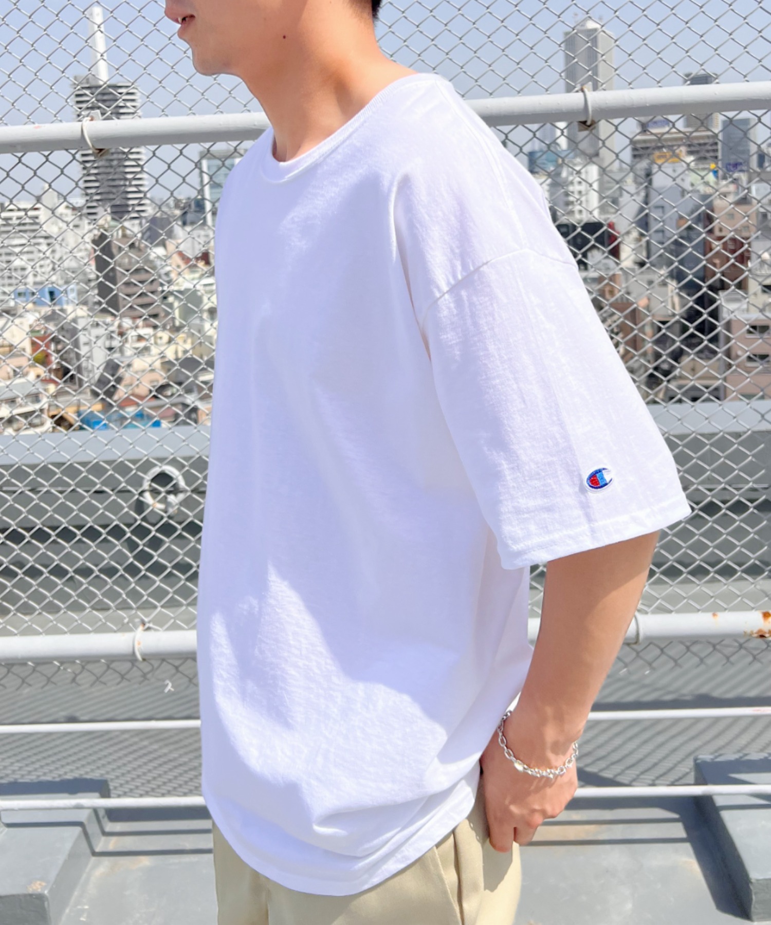 [Champion Authentic T-SHIRTS] Champion Oversized Cotton 1/2 Sleeve T-shirt бесшовный