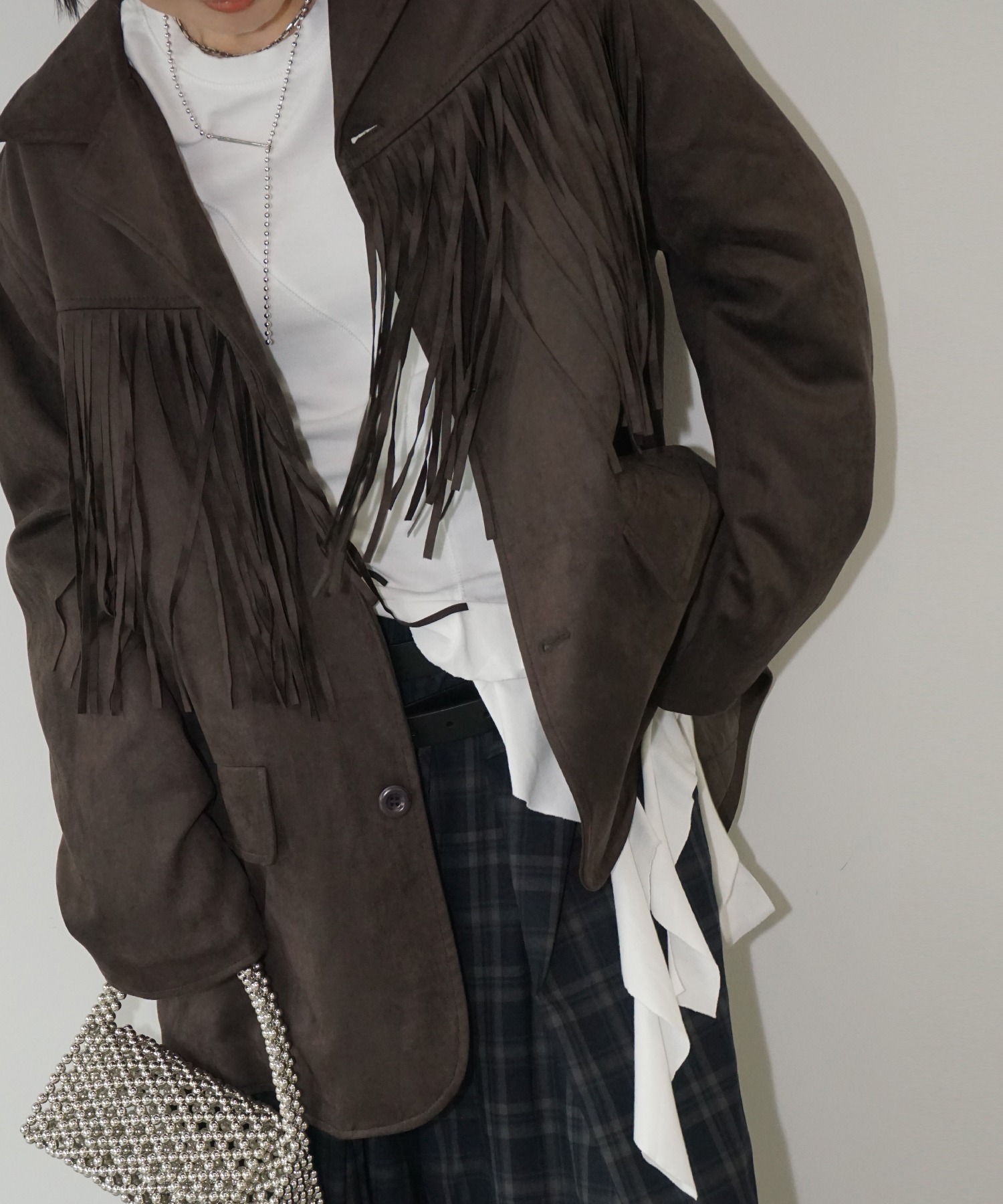 フリンジオーバージャケット chw25a121-ファッション通販サイト