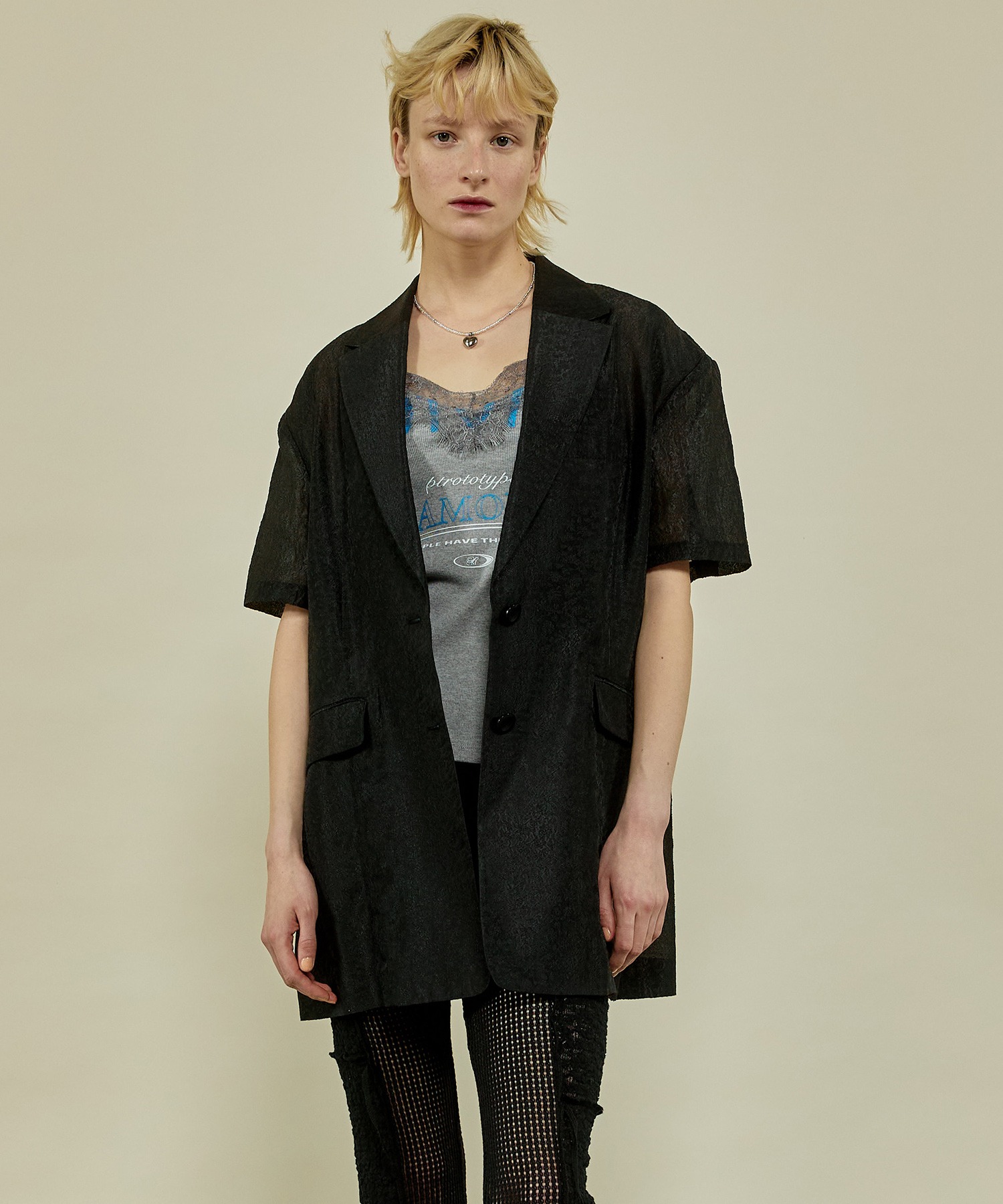 Sheer Jacquard Oversized Jacket/シアージャガードオーバージャケット