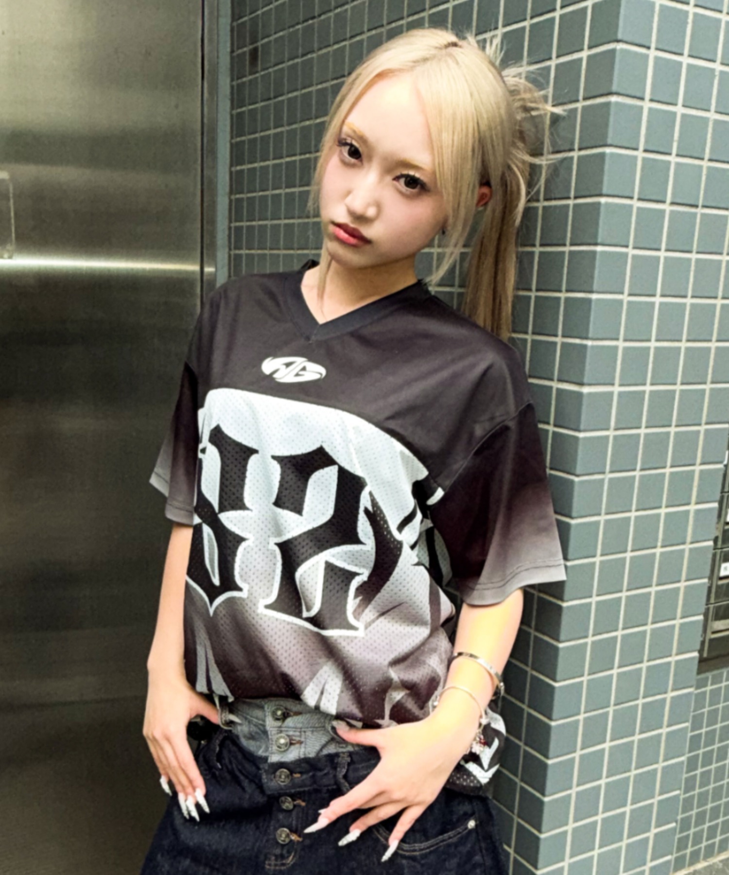 A'GEM/9 × .kom 『A'gem/エージェム』 ナンバリングメッシュTシャツ A