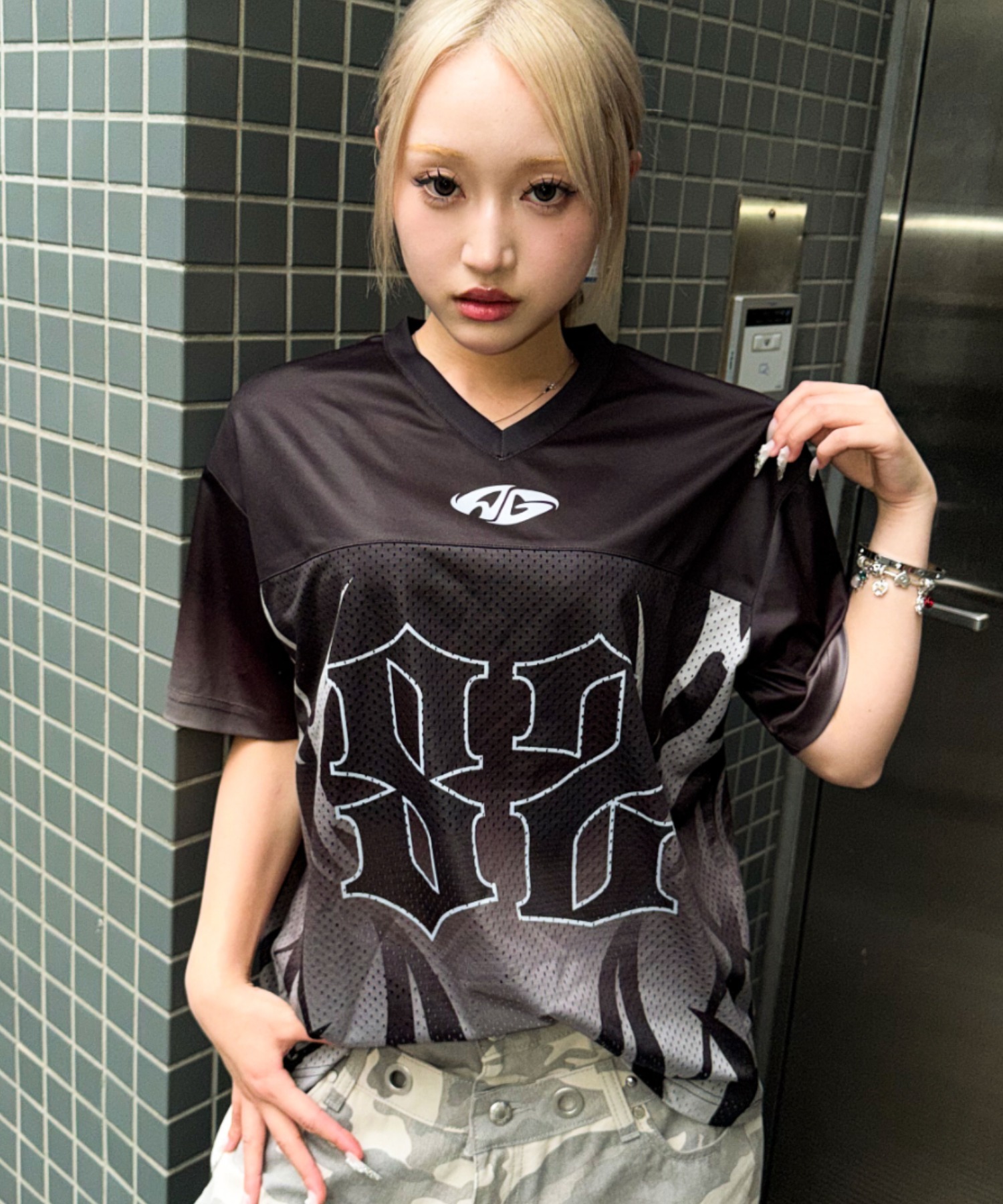 A'GEM/9 × .kom 『A'gem/エージェム』 ナンバリングメッシュTシャツ A