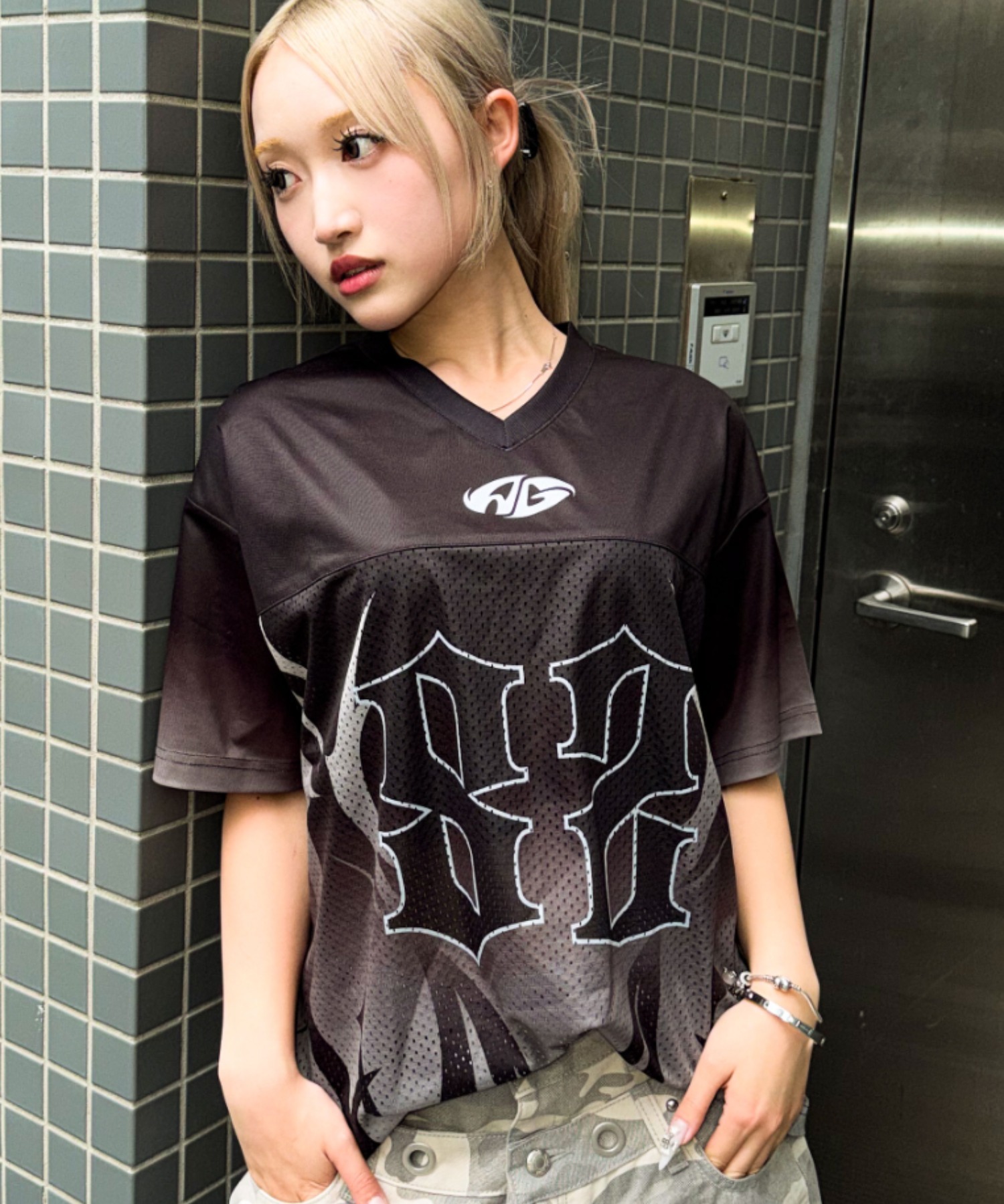 A'GEM/9 × .kom 『A'gem/エージェム』 ナンバリングメッシュTシャツ A