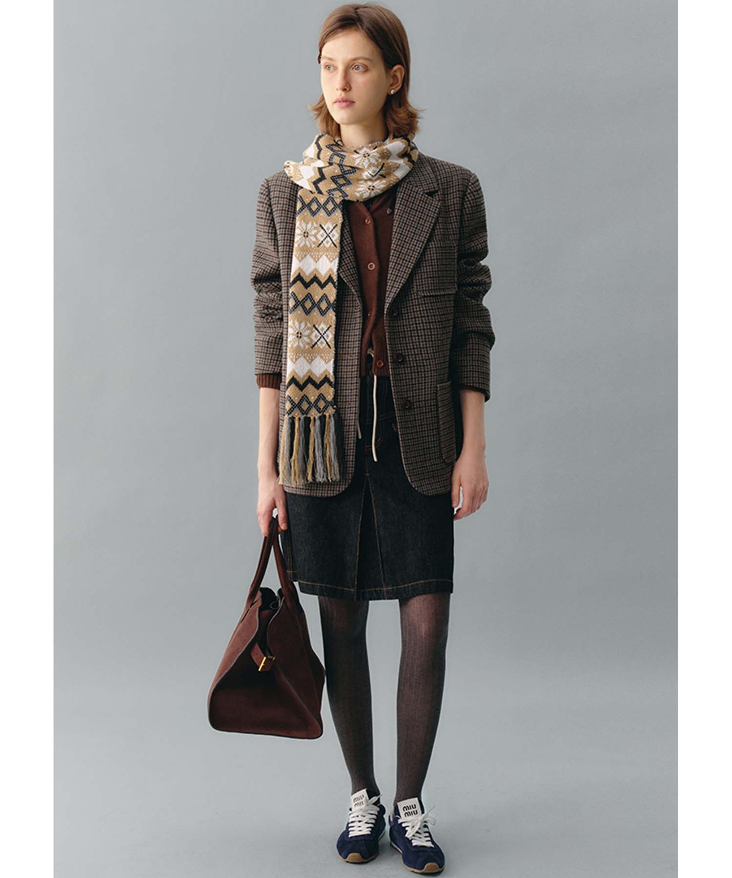 ストール・ダモフラージュ フェアアイル柄 タッセルマフラー FD24WJ002【Fano Studios