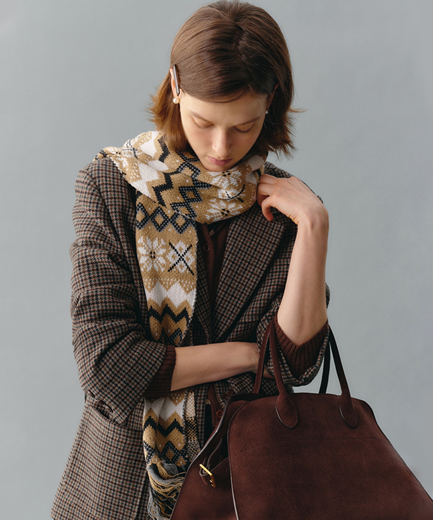 フェアアイル柄 タッセルマフラー FD24WJ002【Fano Studios】【2025AW