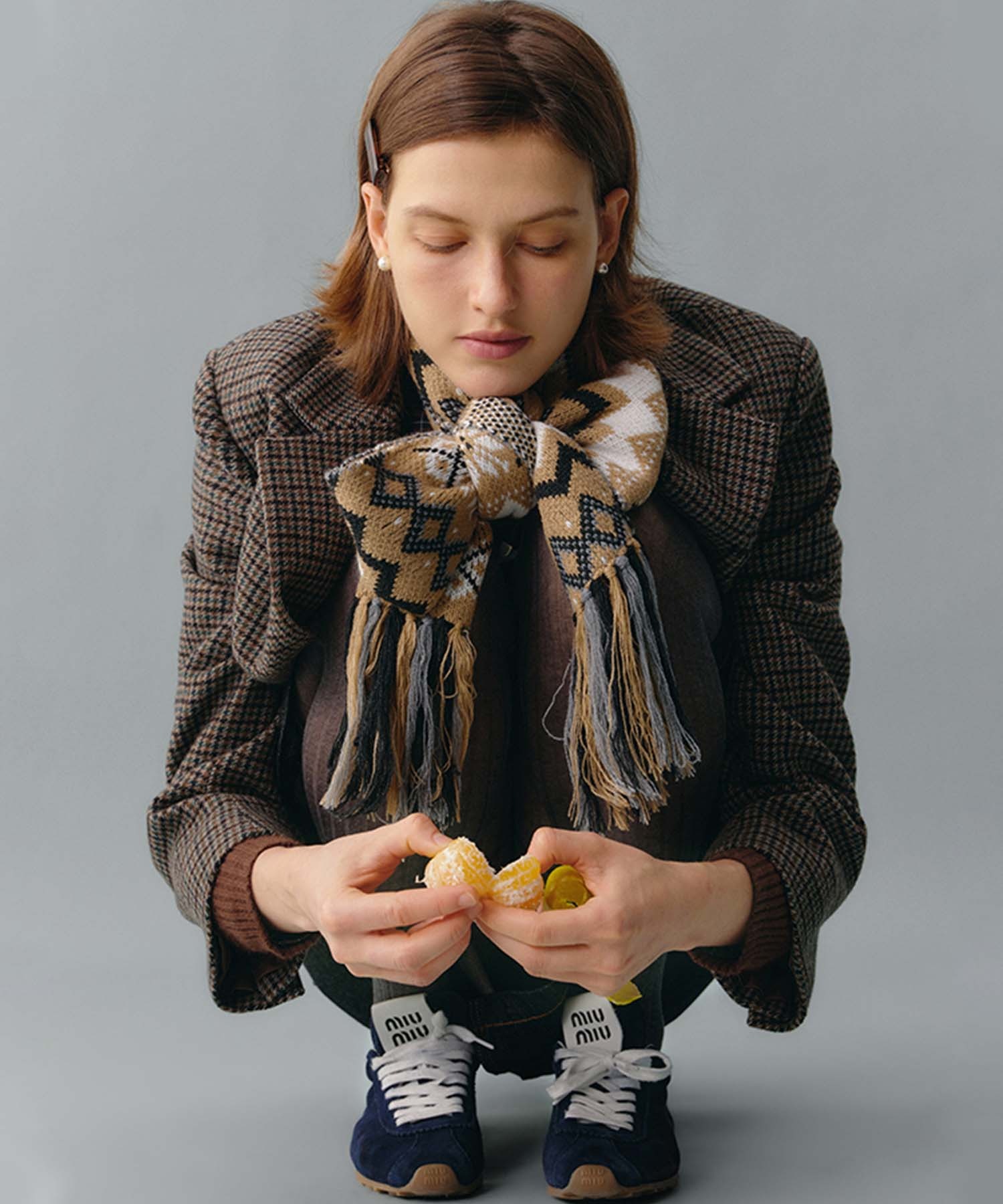 フェアアイル柄 タッセルマフラー FD24WJ002【Fano Studios】【2025AW