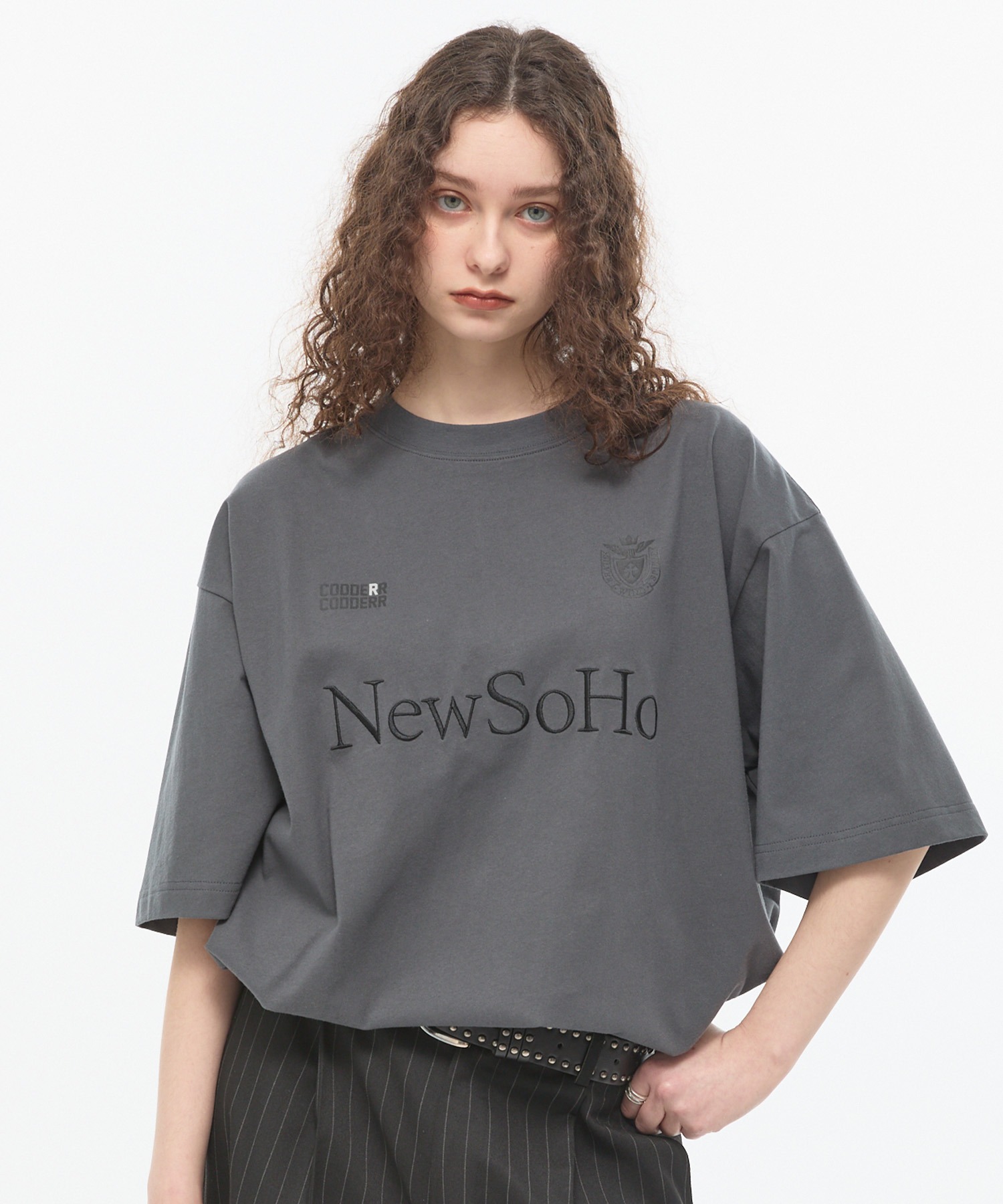 CODDERR】ロゴ刺繍 ドロスト ゲームデザイン半袖Tシャツ MONO-MART