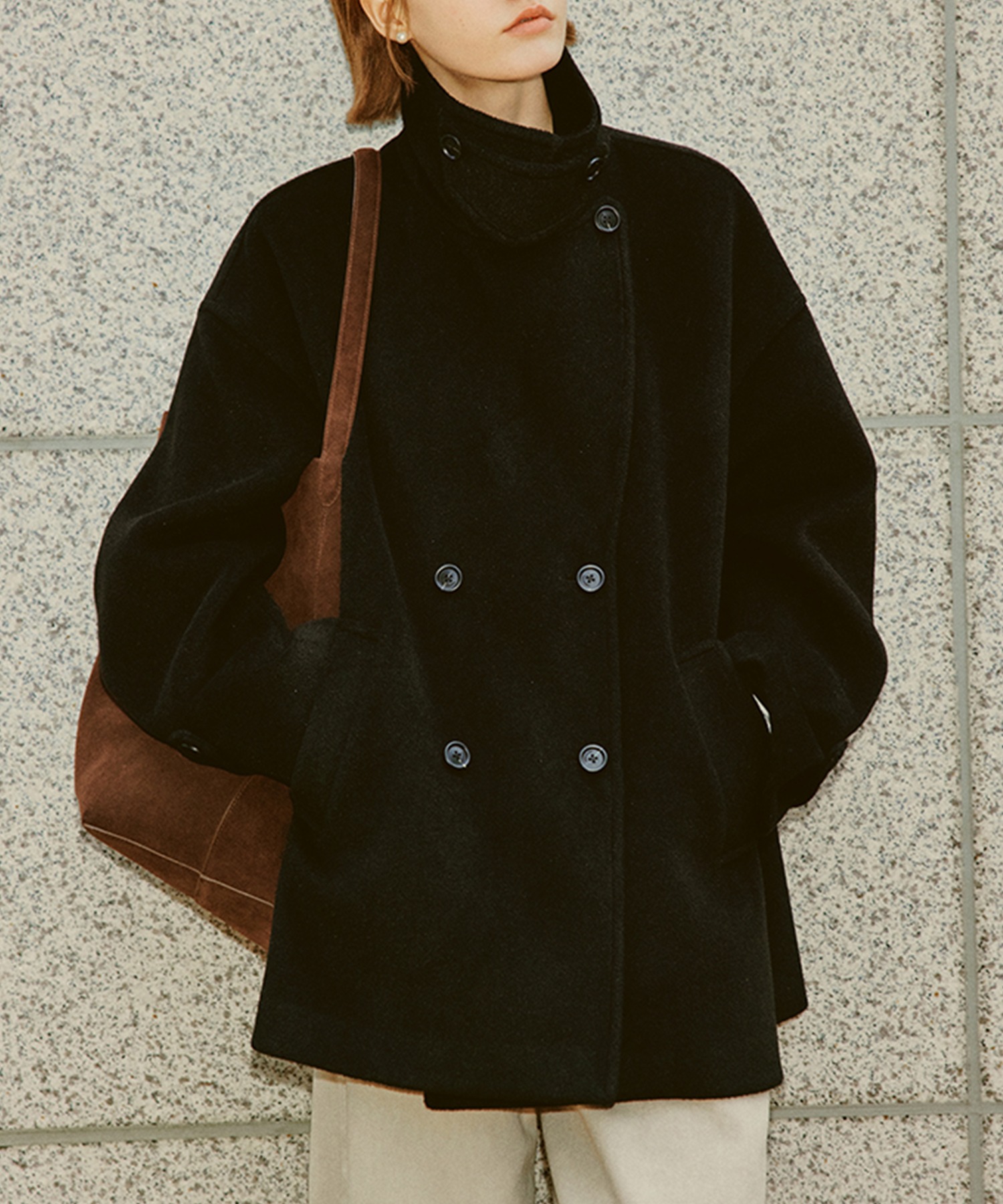 エンフォルドの黒ハーフコート エンフォルドの黒ハーフコート ENFOLD｜エンフォルドのコート