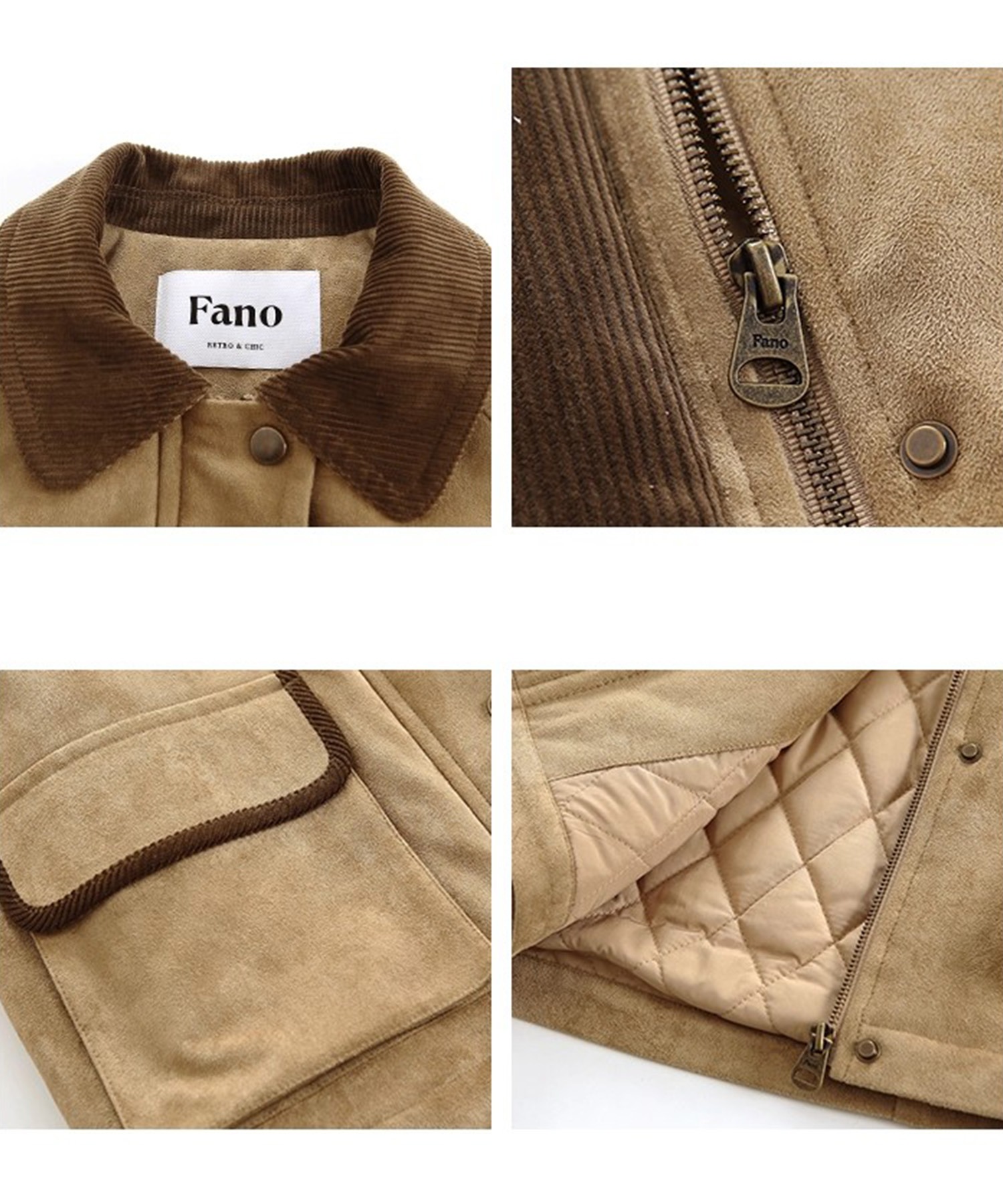 コーデュロイディティール フェイクスエードジャケット FD25M017【Fano