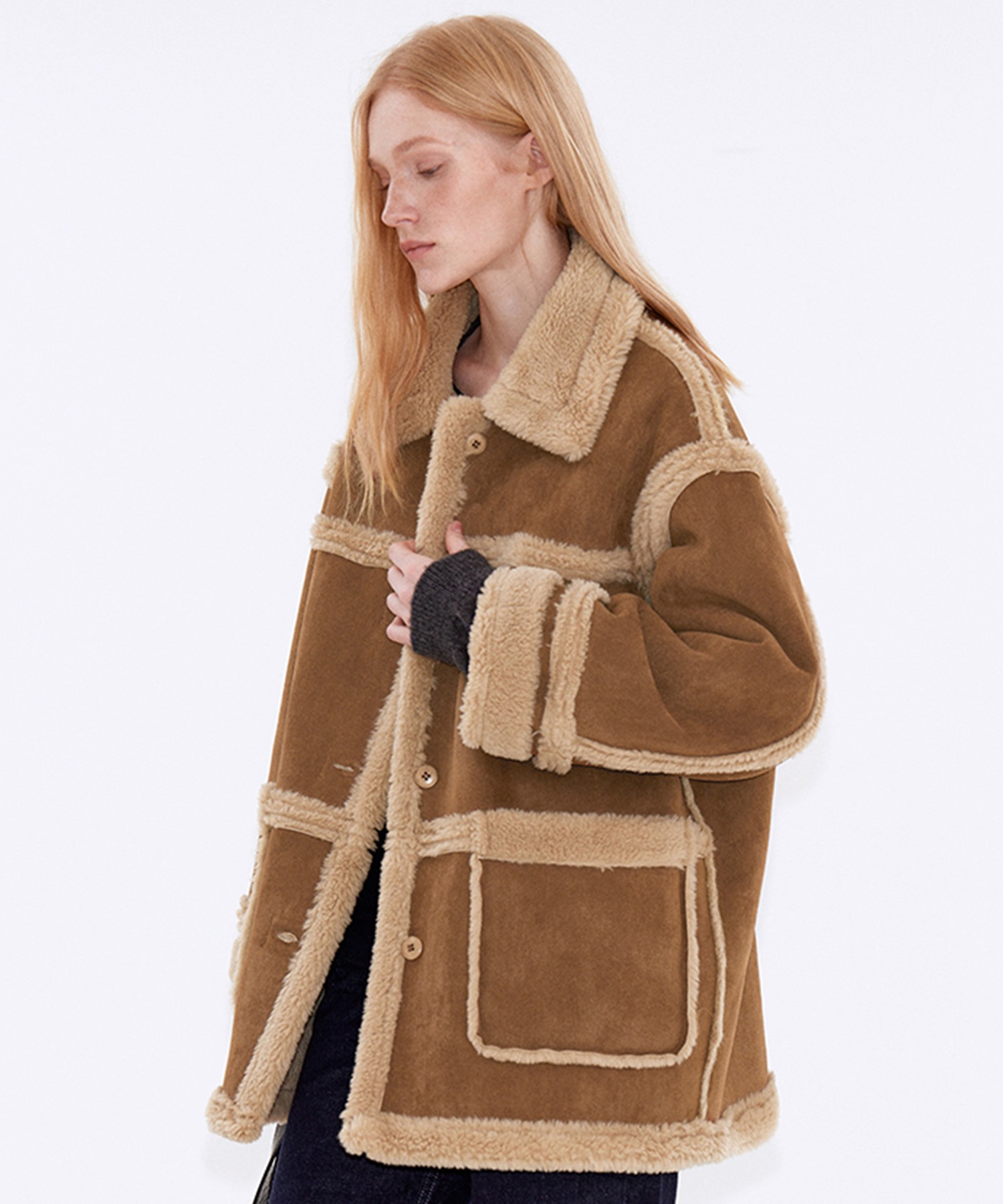 フェイクスエード ボア リバーシブルコート FD25W231【Fano Studios