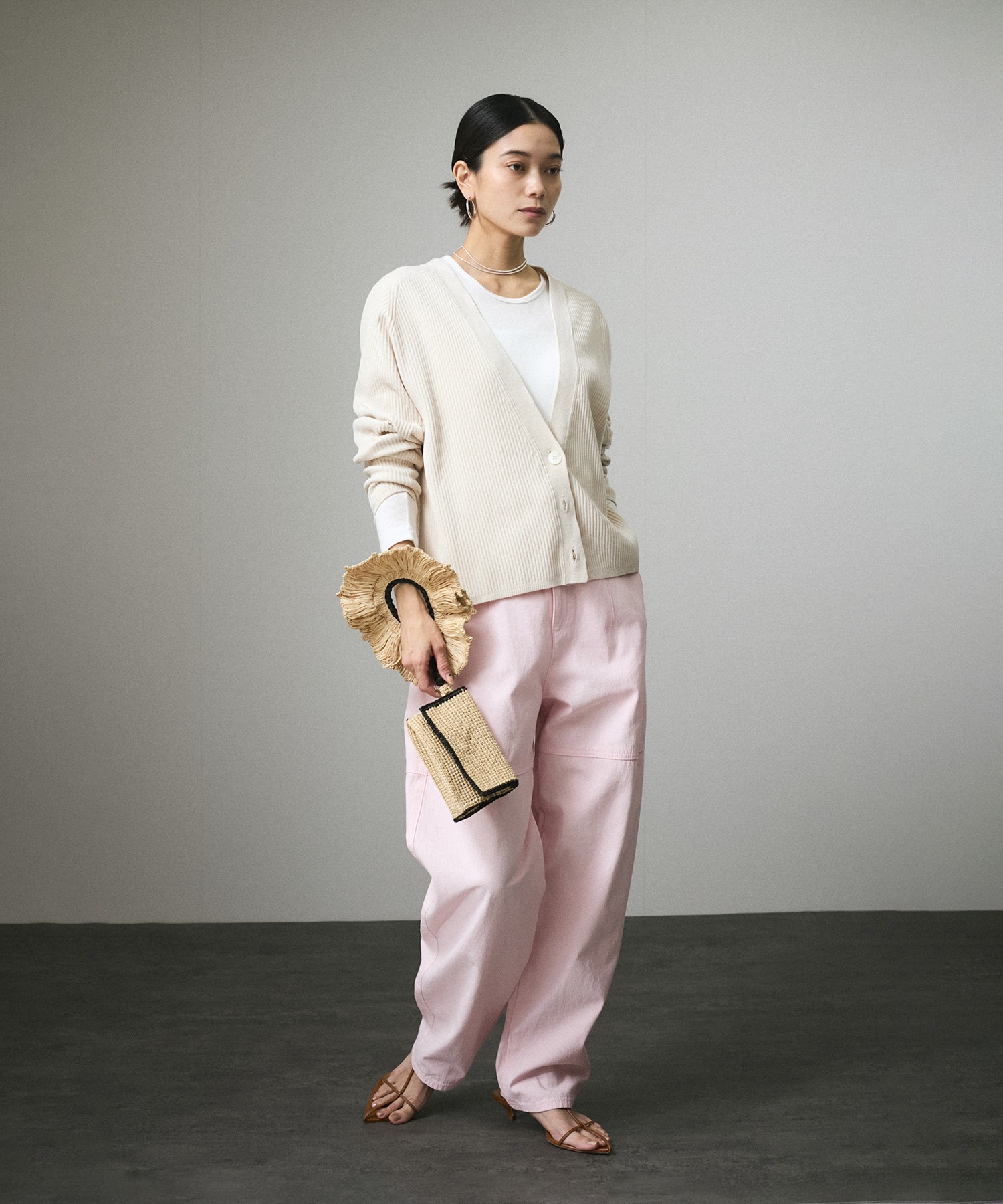 Vネックカーディガン-CreamyCotton /クリーミーコットン-