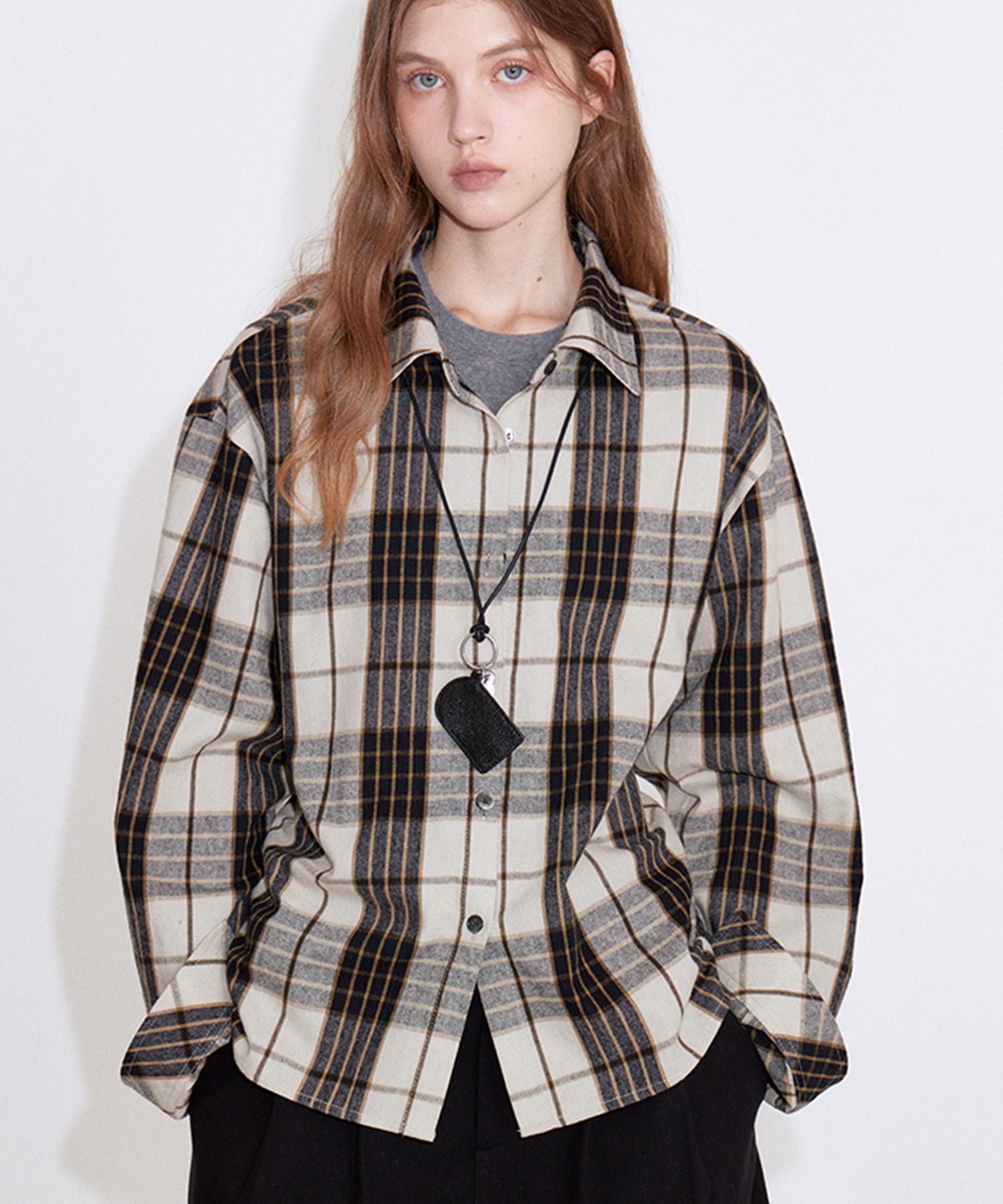 fano studios ストライプシャツ ニット トップス チャコール fano studios ストライプシャツ ニット トップス チャコール