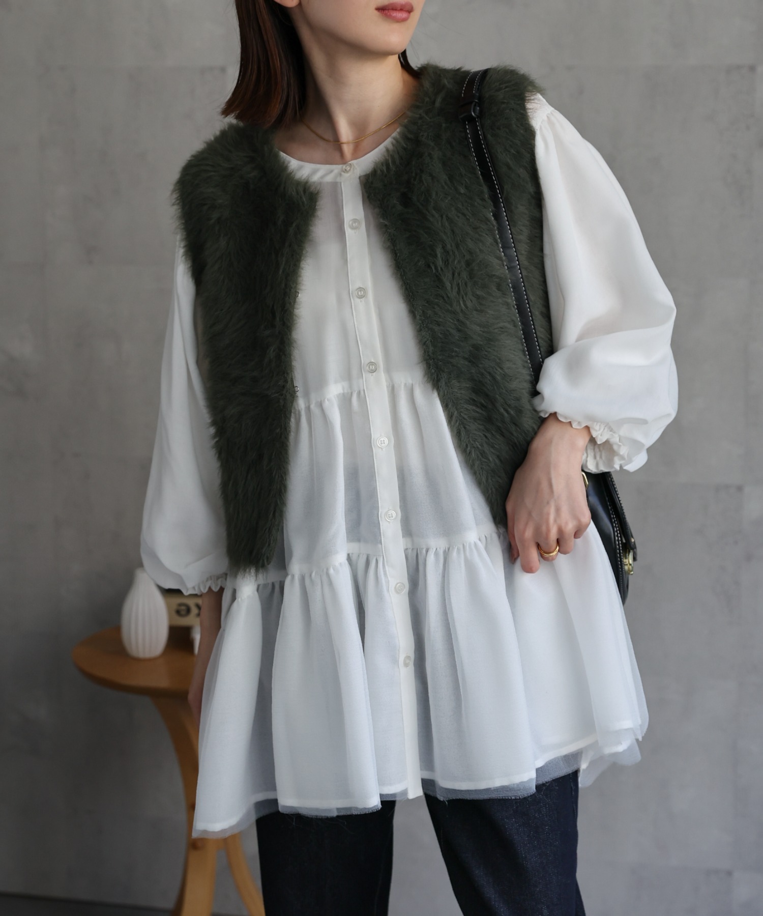 model：162cm 着用サイズ：F