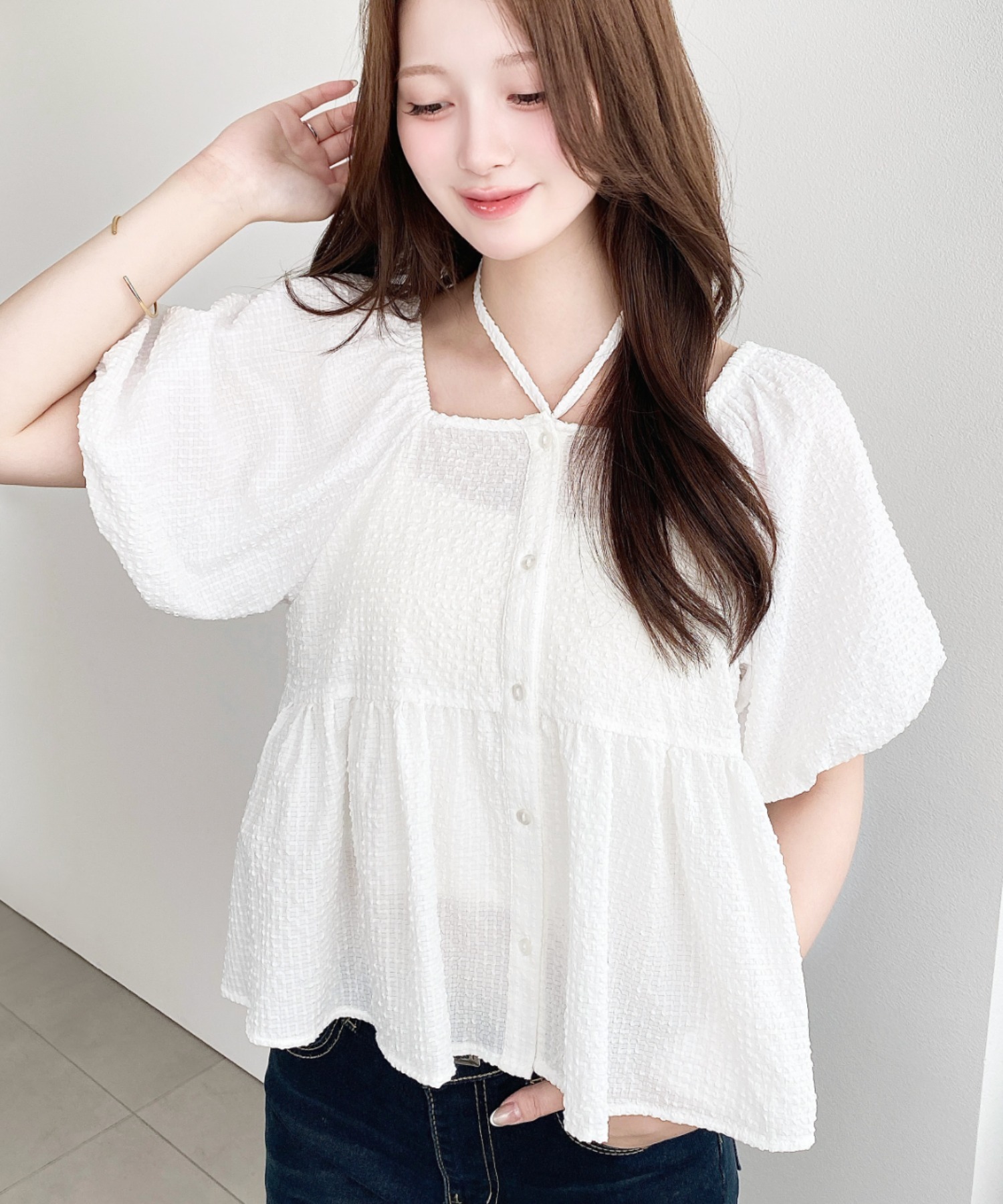 Чоркар с чокером — полурукав, балланс-слив Peplum blouse (баланс)