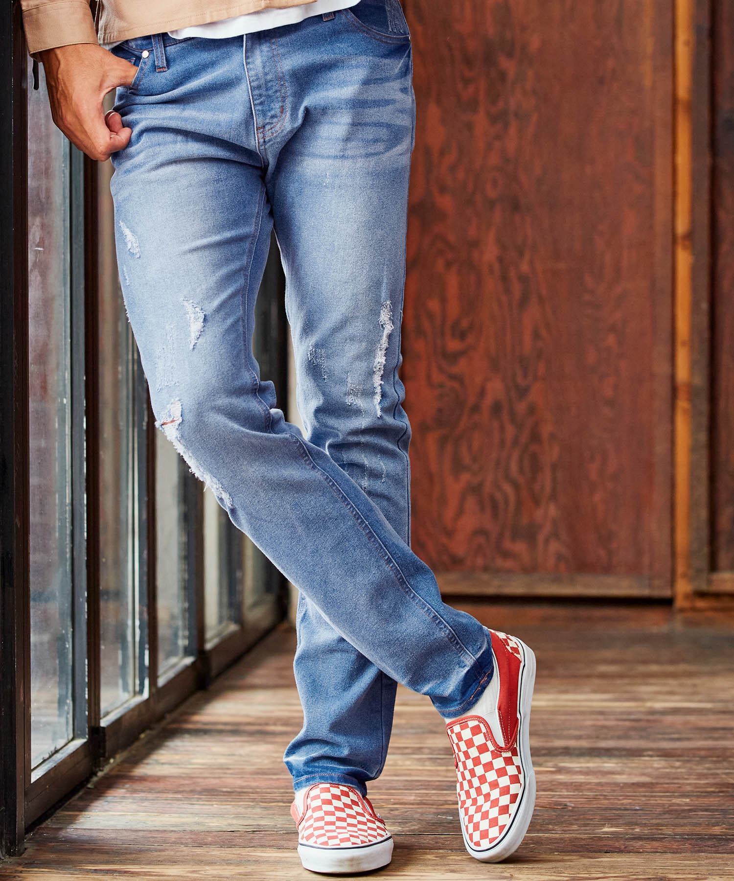 スーパーストレッチ メンズ スキニー ダメージデニム パンツ Bark Manhattan Bark Manhattan バークマンハッタン 公式オンラインストア