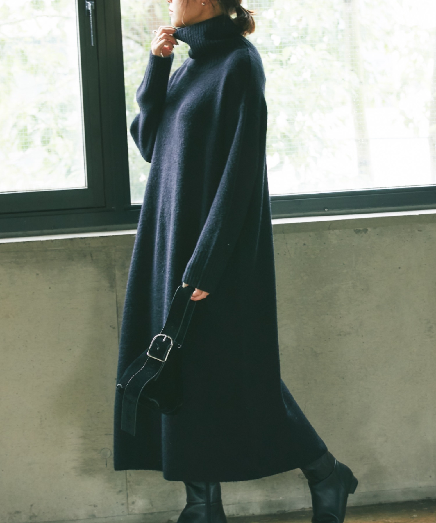 ランキングや新製品 Nostalgiaオフタートルニットワンピース