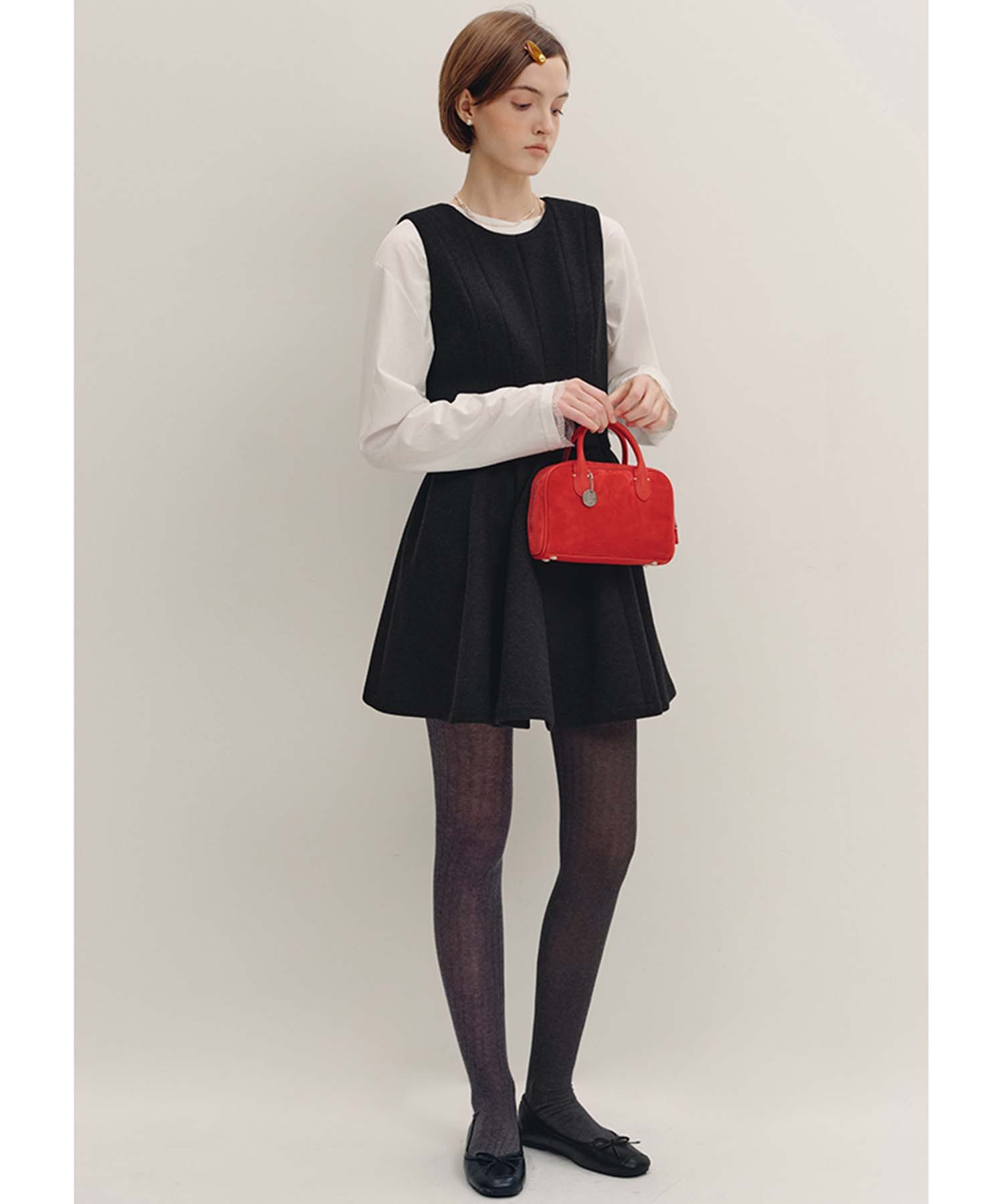 ウエストベルト付き ウールミニワンピースFD24L001【Fano