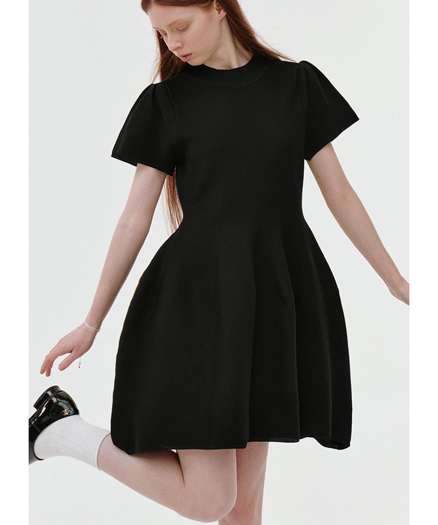 プチハイネック パフスリーブ ミニワンピース FX25L102【Fano