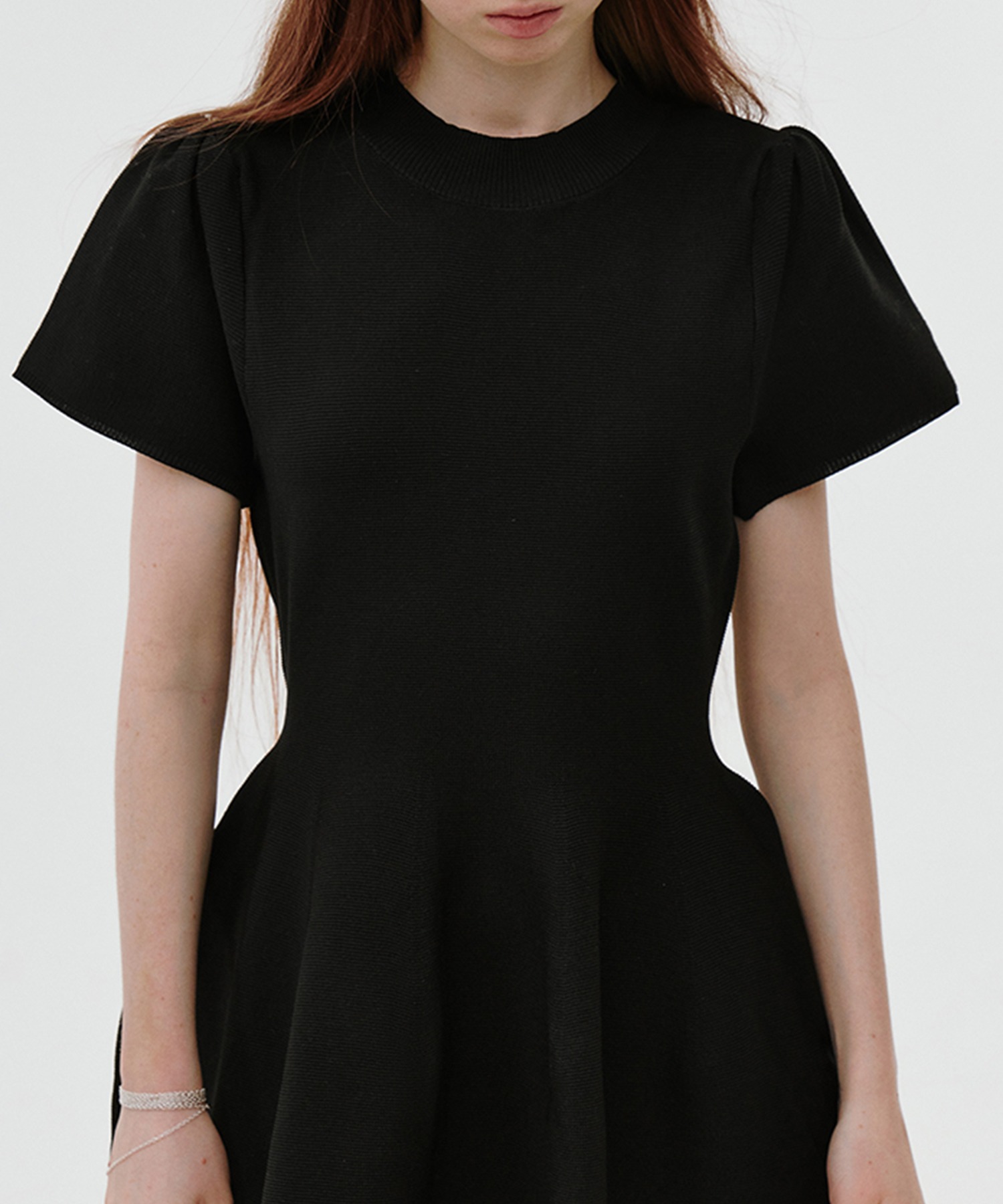 プチハイネック パフスリーブ ミニワンピース FX25L102【Fano