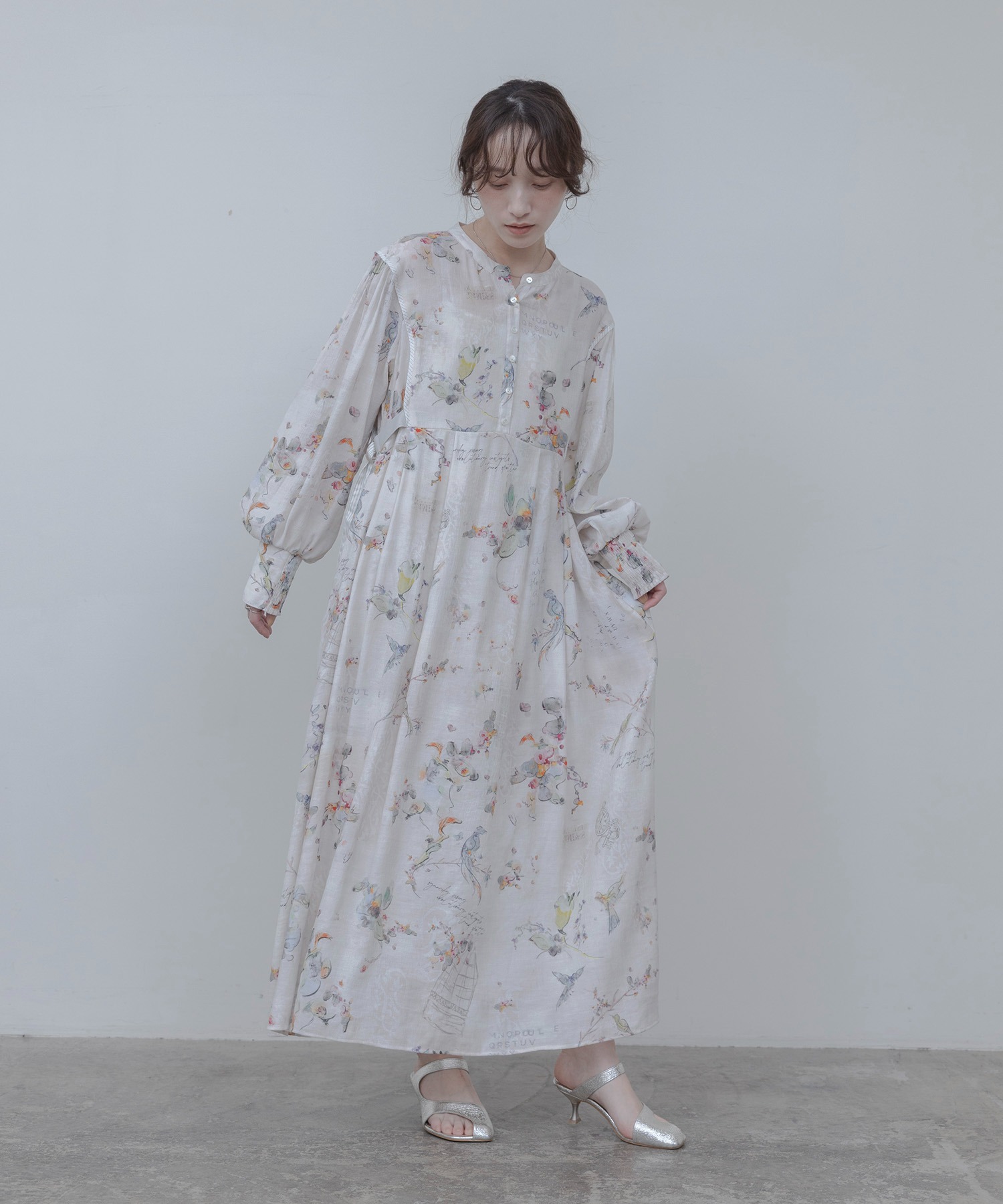 Eimee Law バードボタニカルプリントワンピース　新品 バードボタニカルプリントワンピース Eimee Law│Eimee Law & LHELBIE