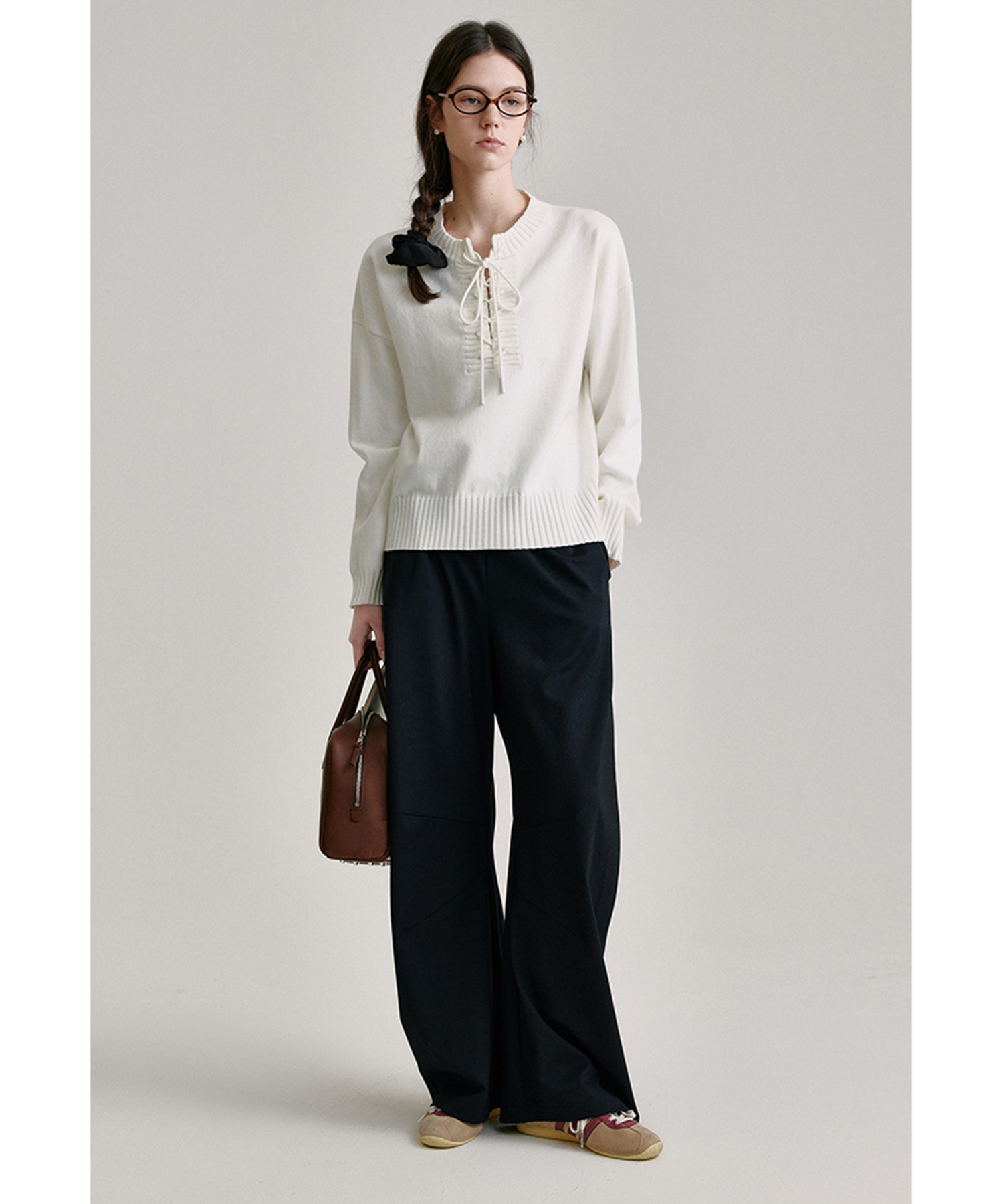 レースアップ ラウンドネックニット FQ24S110【Fano Studios