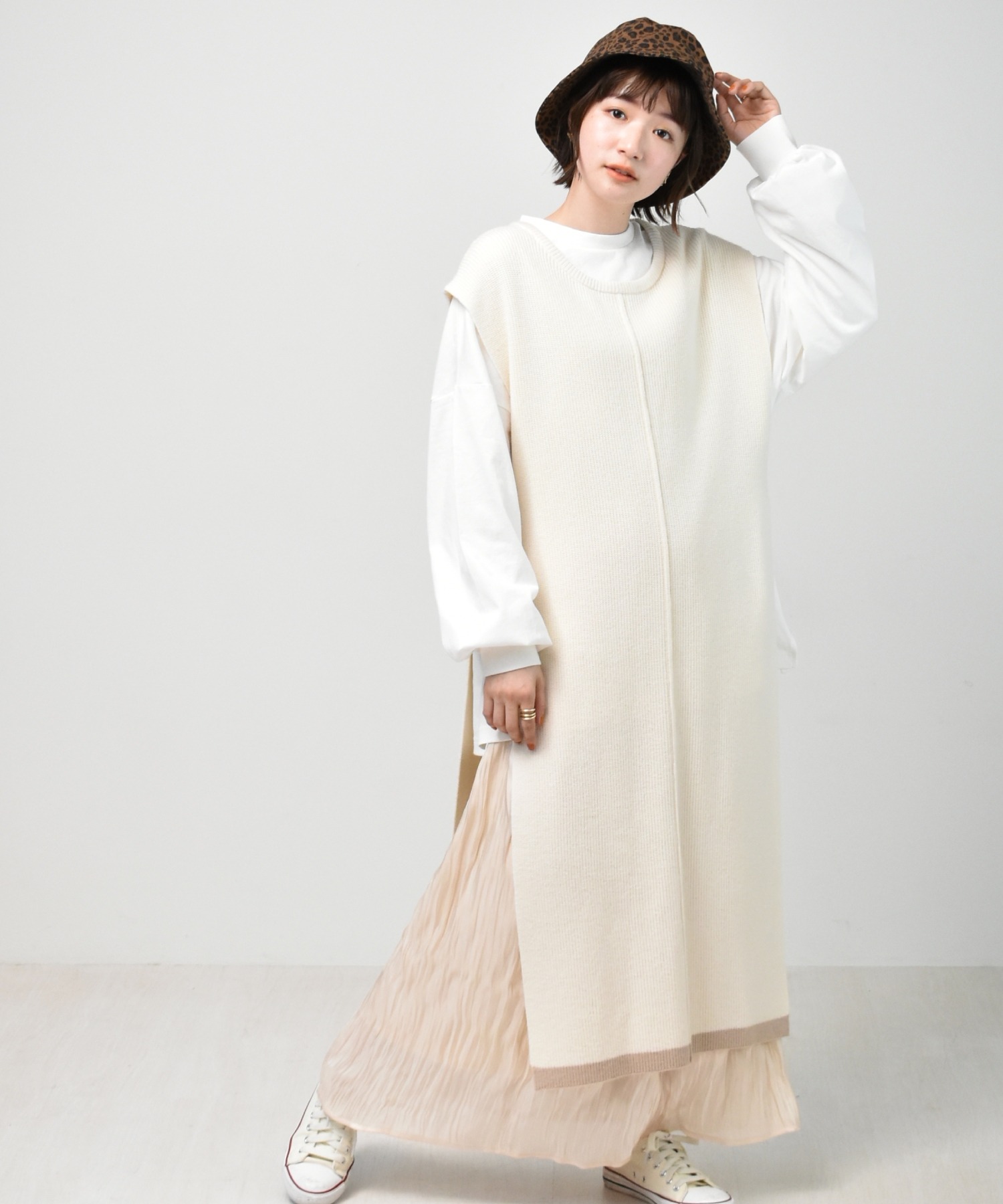 バイカラーロングニットベスト Retro Girl Retro Girl Online Store レトロガールオンラインストア